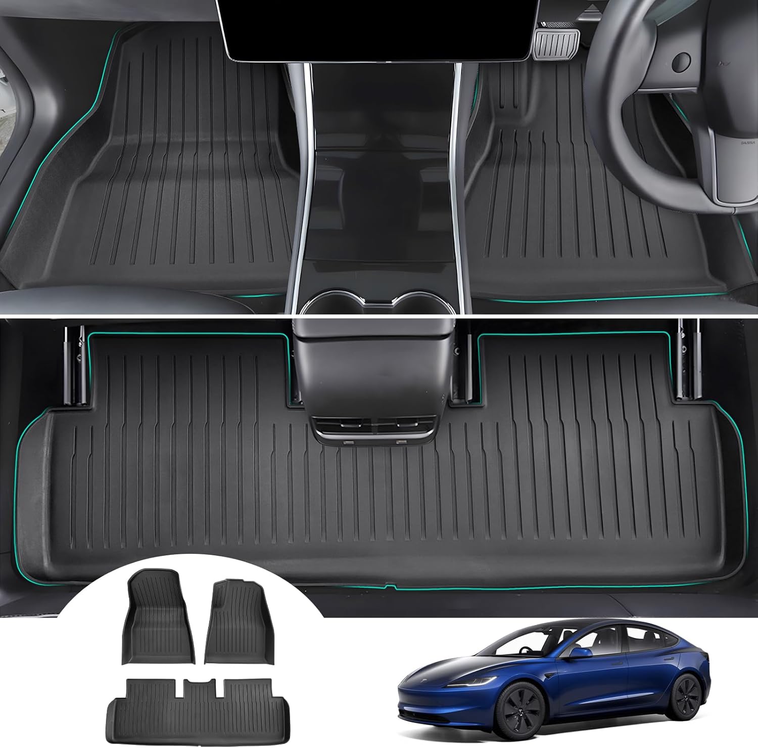 For Tesla Model 3 Floor Mats Original 3D Scanning TPE High Edge 2024 2025 2026