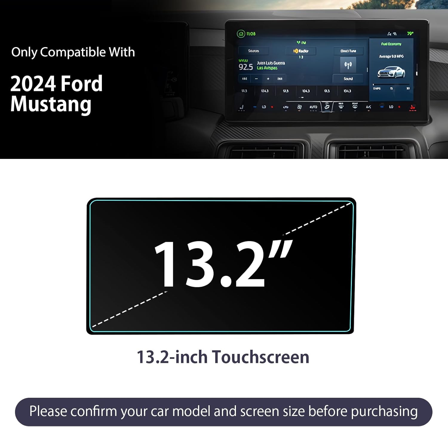 For Ford Mustang EcoBoost/GT/GT SYNC4 Screen Protector 2024 2025