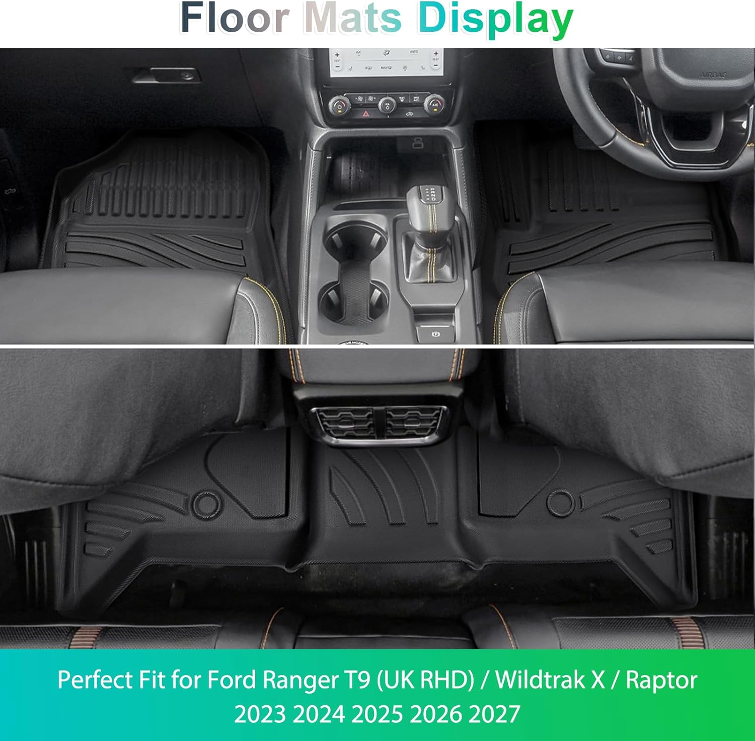 For Ford Ranger T9 Raptor Wildtrak 3D Scanning Floor Mats 2024+