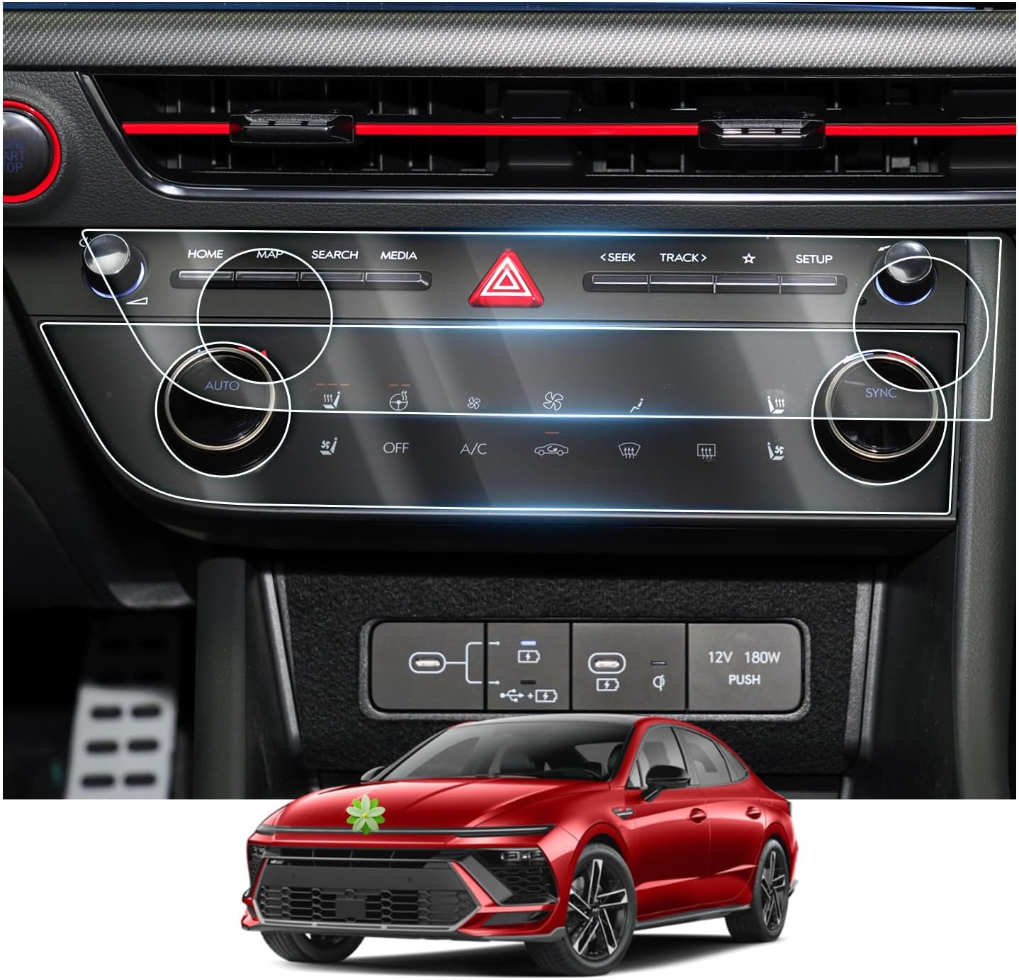 For Hyundai Sonata Air Conditioner Nano Film Screen Protector 2024 2025
