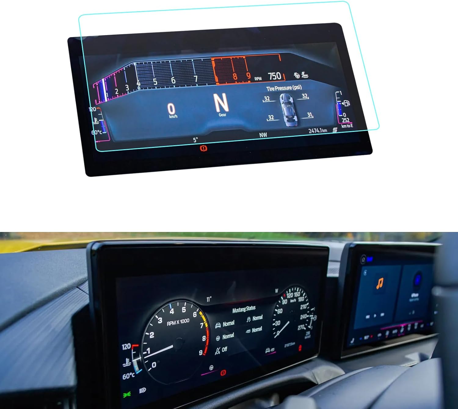 For Ford Mustang EcoBoost/GT/GT SYNC4 Screen Protector 2024 2025