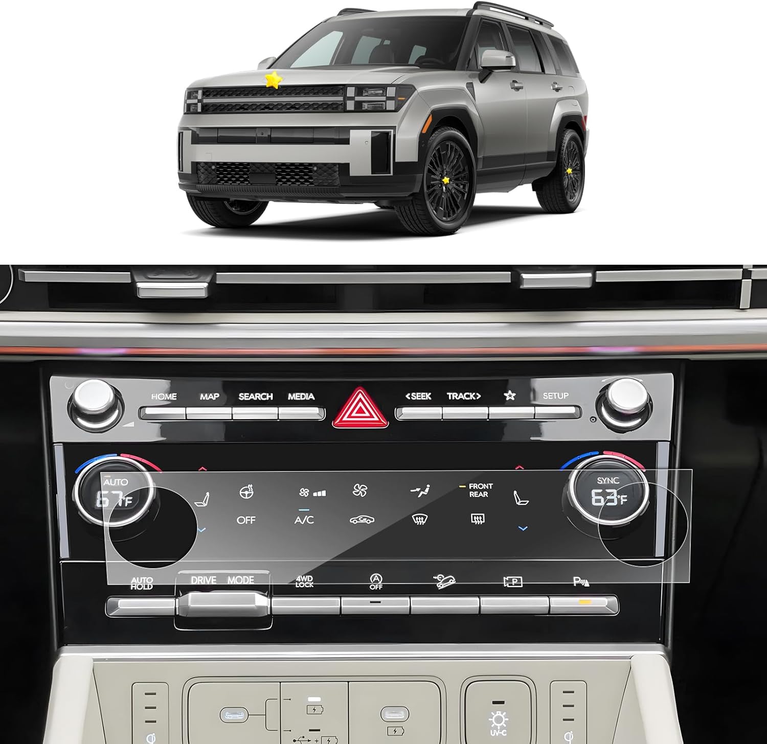For Hyundai Santa Fe Navigation & Dashboard Nano Screen Protector 2024 2025