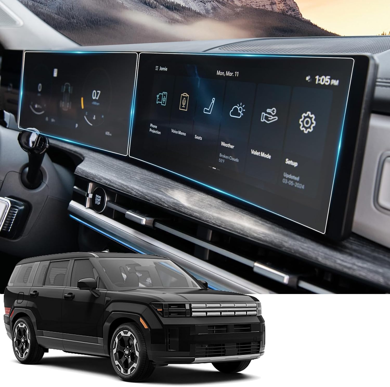 For Hyundai Santa Fe Navigation & Dashboard Nano Screen Protector 2024 2025
