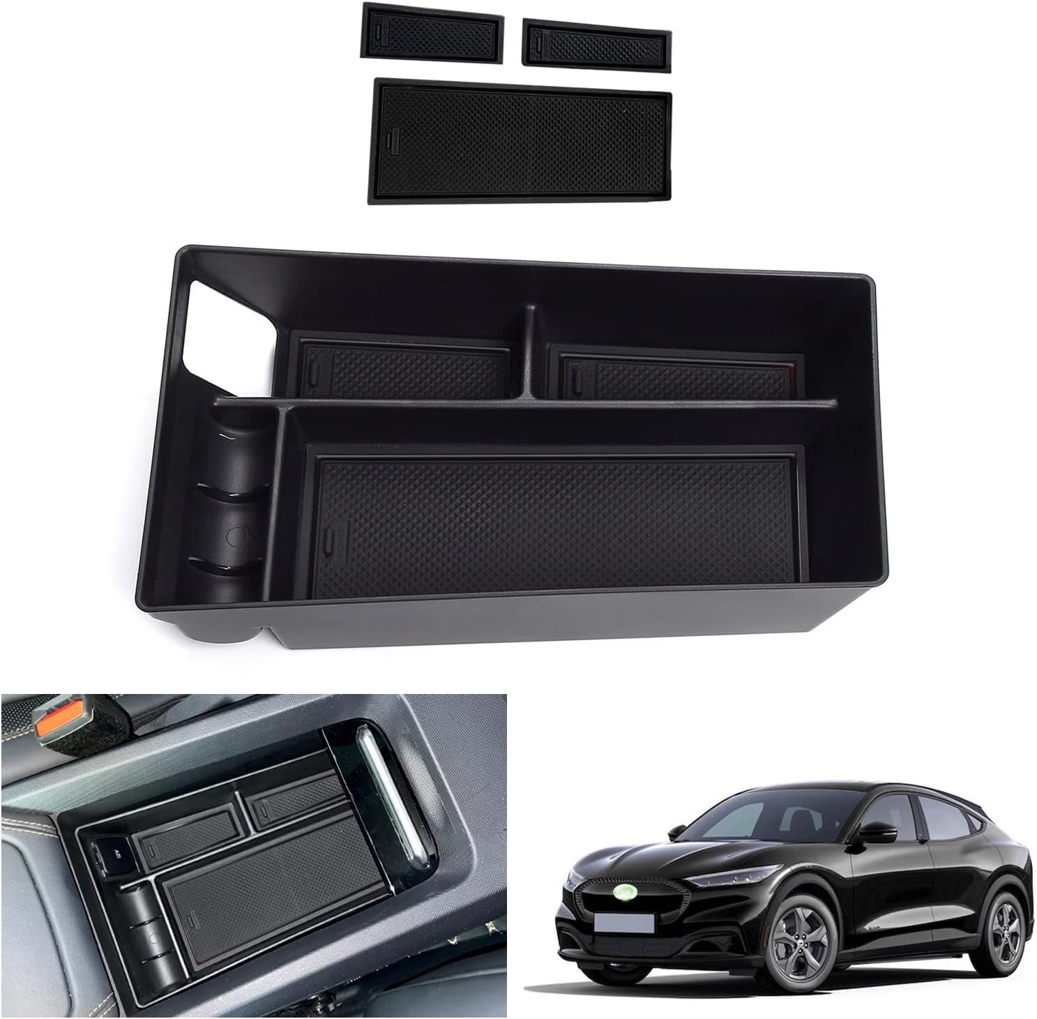 Organizer Console Per Ford Mustang Mach-E 2021-2024 - Portaoggetti Con Base Antiscivolo, Colore Rosso - Foto 10