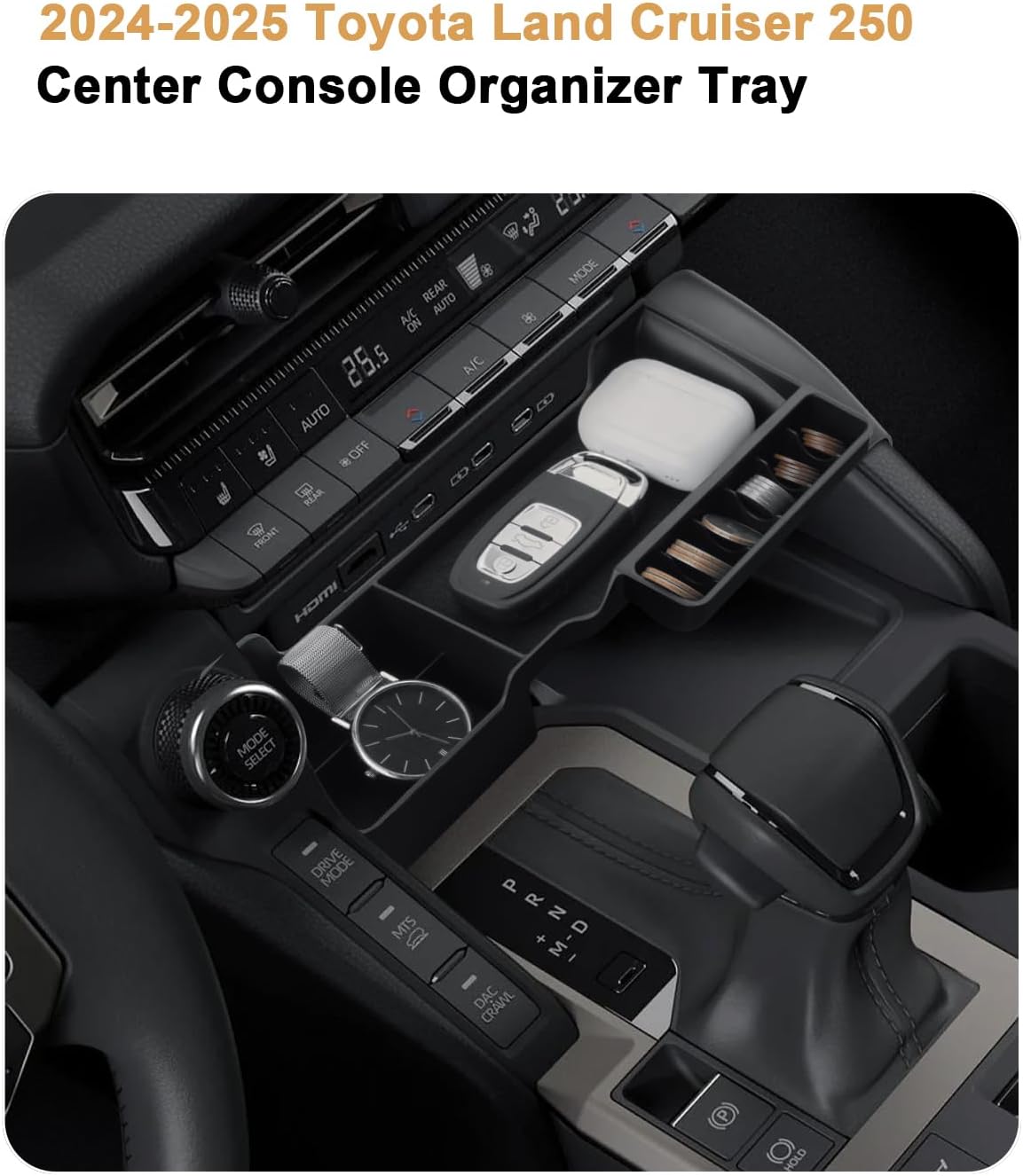 For Toyota Land Cruiser 250 Center Console Organizer 2024 2025 2026