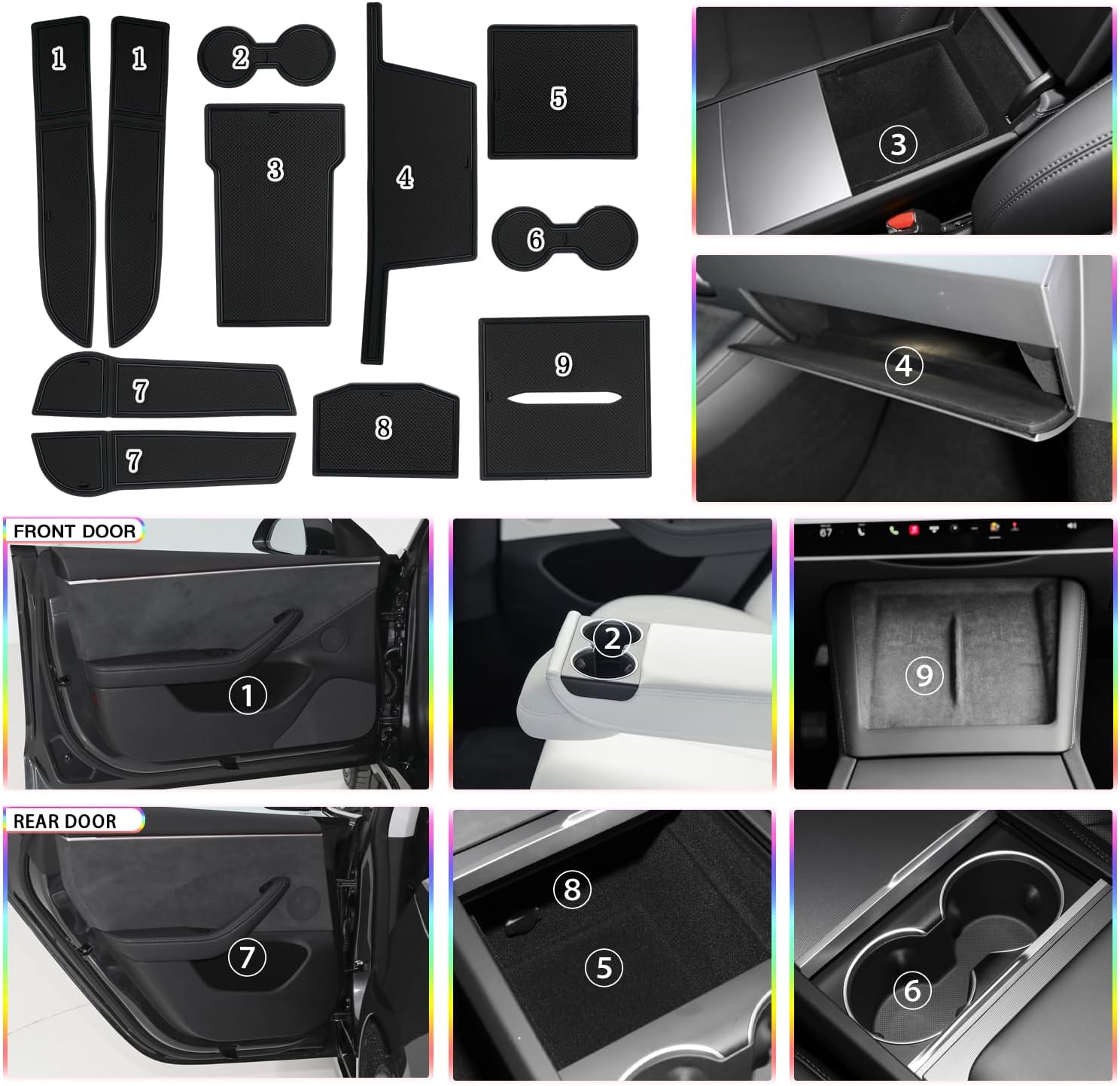 For Tesla Model 3 Highland Door Slot Mats 2024 2025 2026