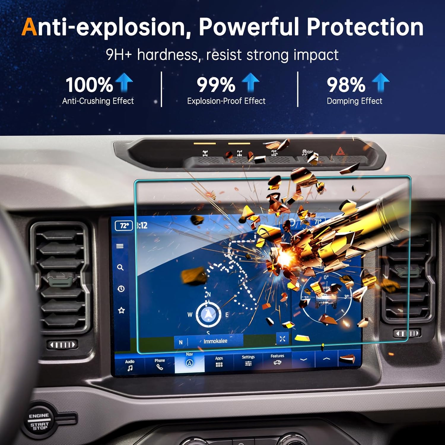 For Ford Bronco 12" Nagivation Screen Protector 2020+