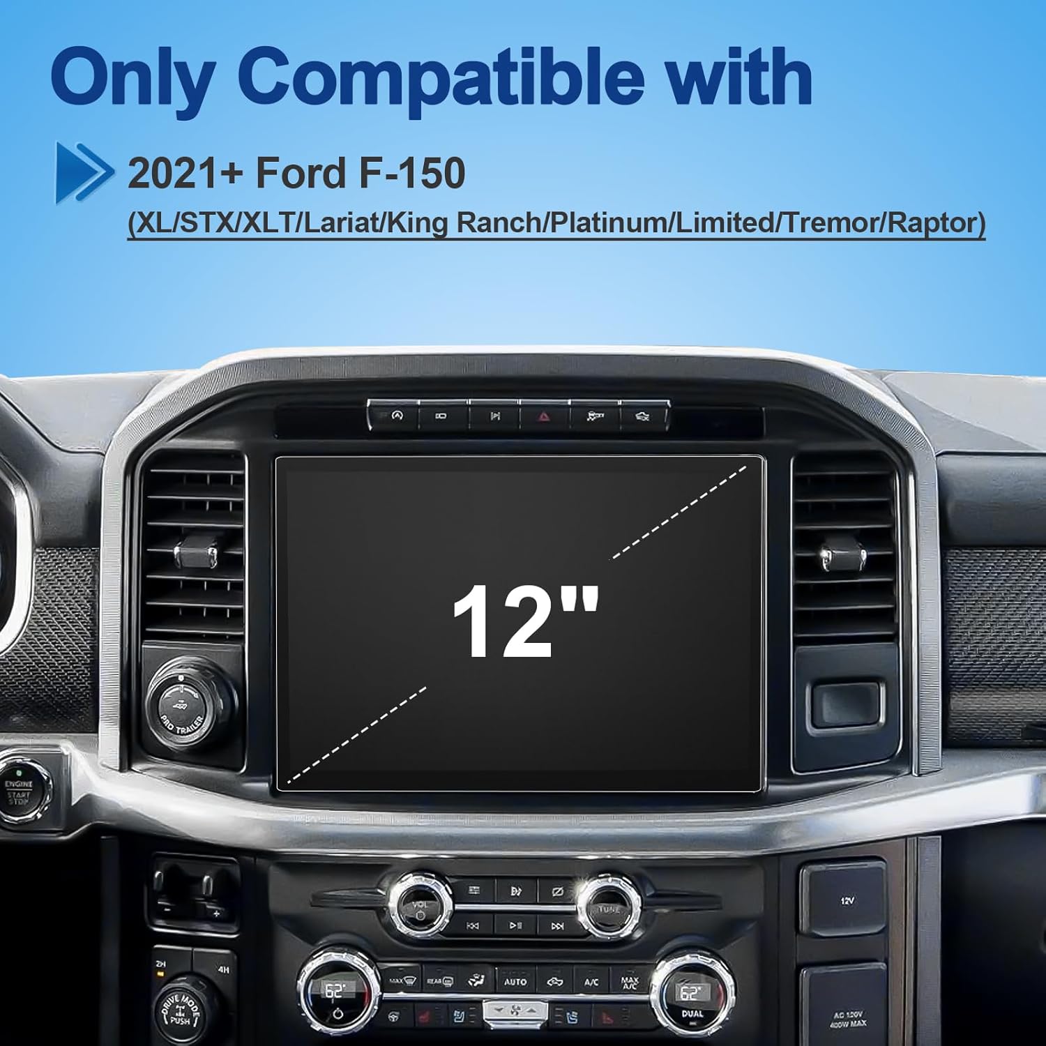 For Ford F 150/ F 150 Lightning SYNC4 Screen Protector 2021+
