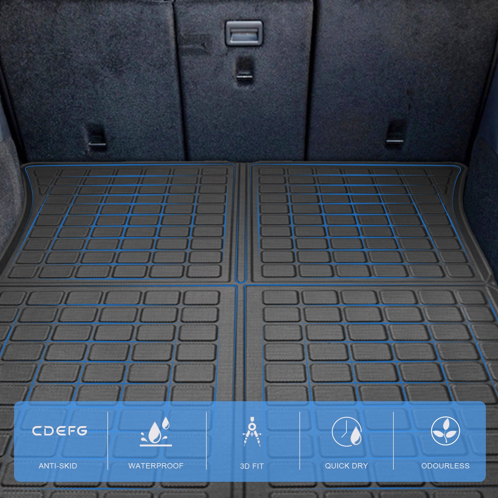 Alfombrillas para maletero Tesla Model Y Alfombrillas para asiento trasero 2021+