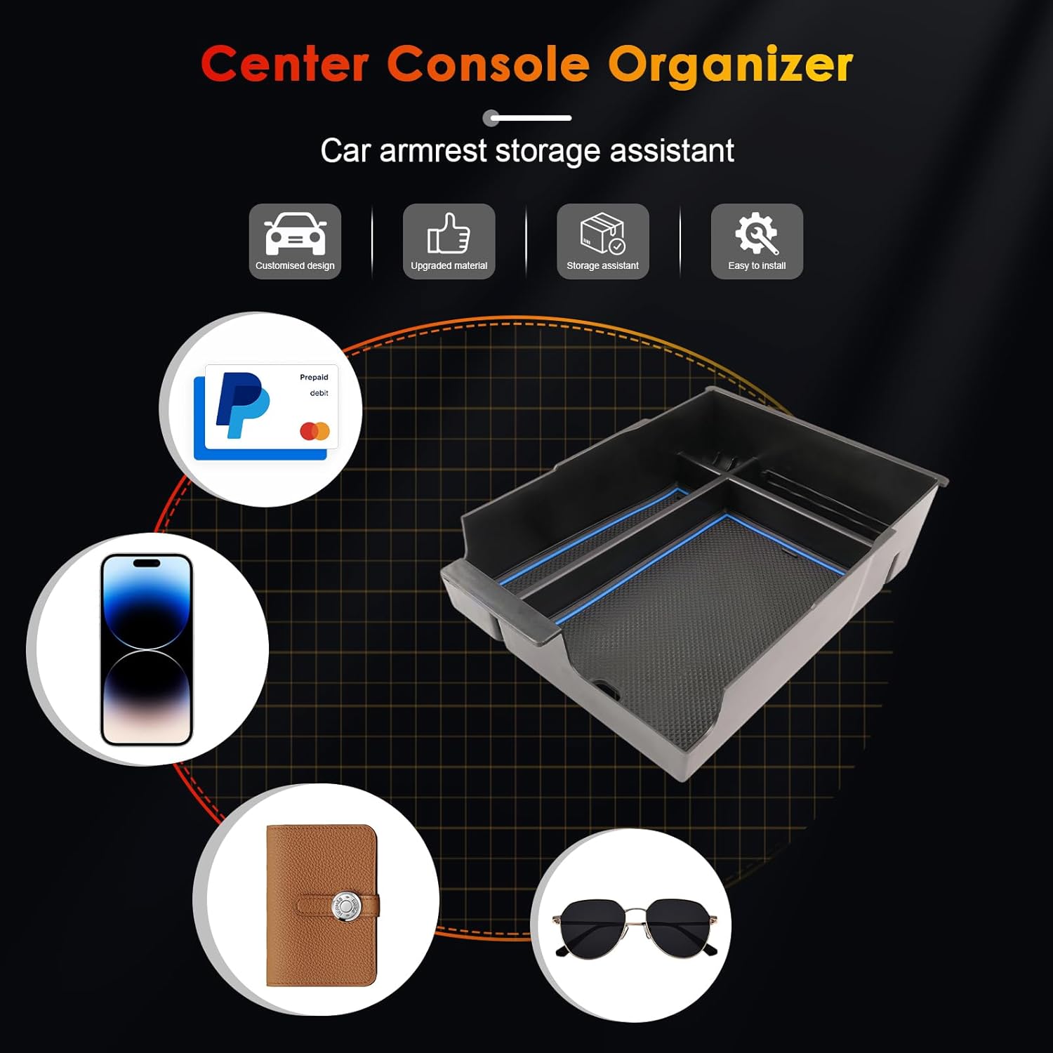 For Hyundai Palisade SE/SEL/XRT/Limited/Calligraphy Center Console Armrest Organizer Tray 2023 2024 2025