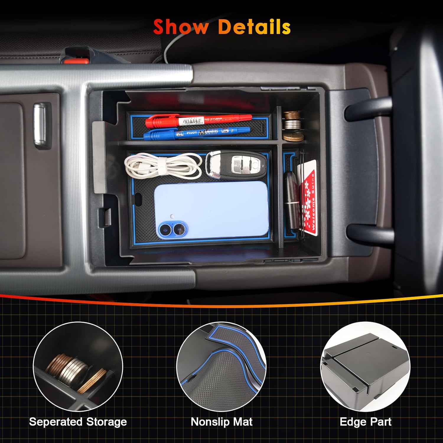 For Hyundai Palisade SE/SEL/XRT/Limited/Calligraphy Center Console Armrest Organizer Tray 2023 2024 2025