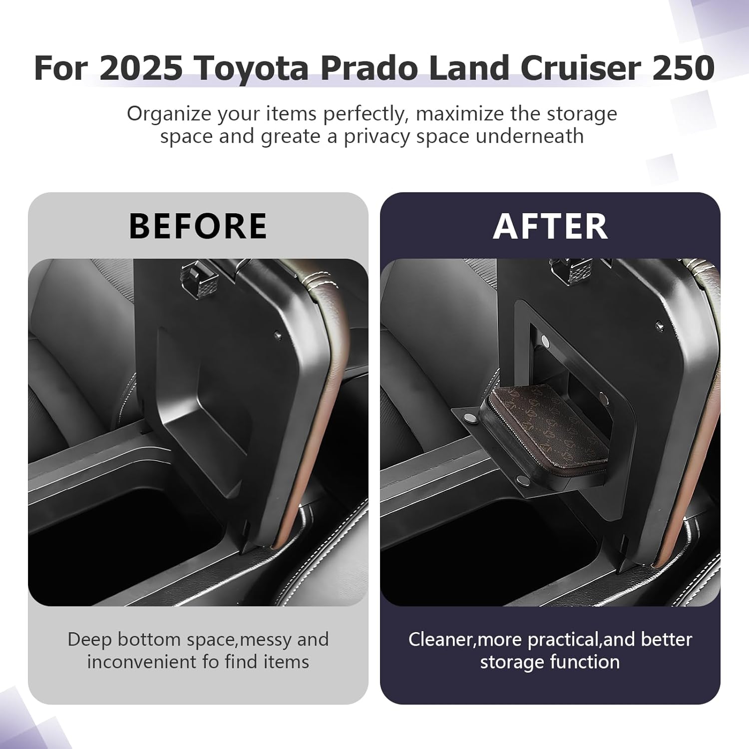 For Toyota Land Cruiser LC250 Prado J250 Center Armrest Organizer 2024 2025 2026