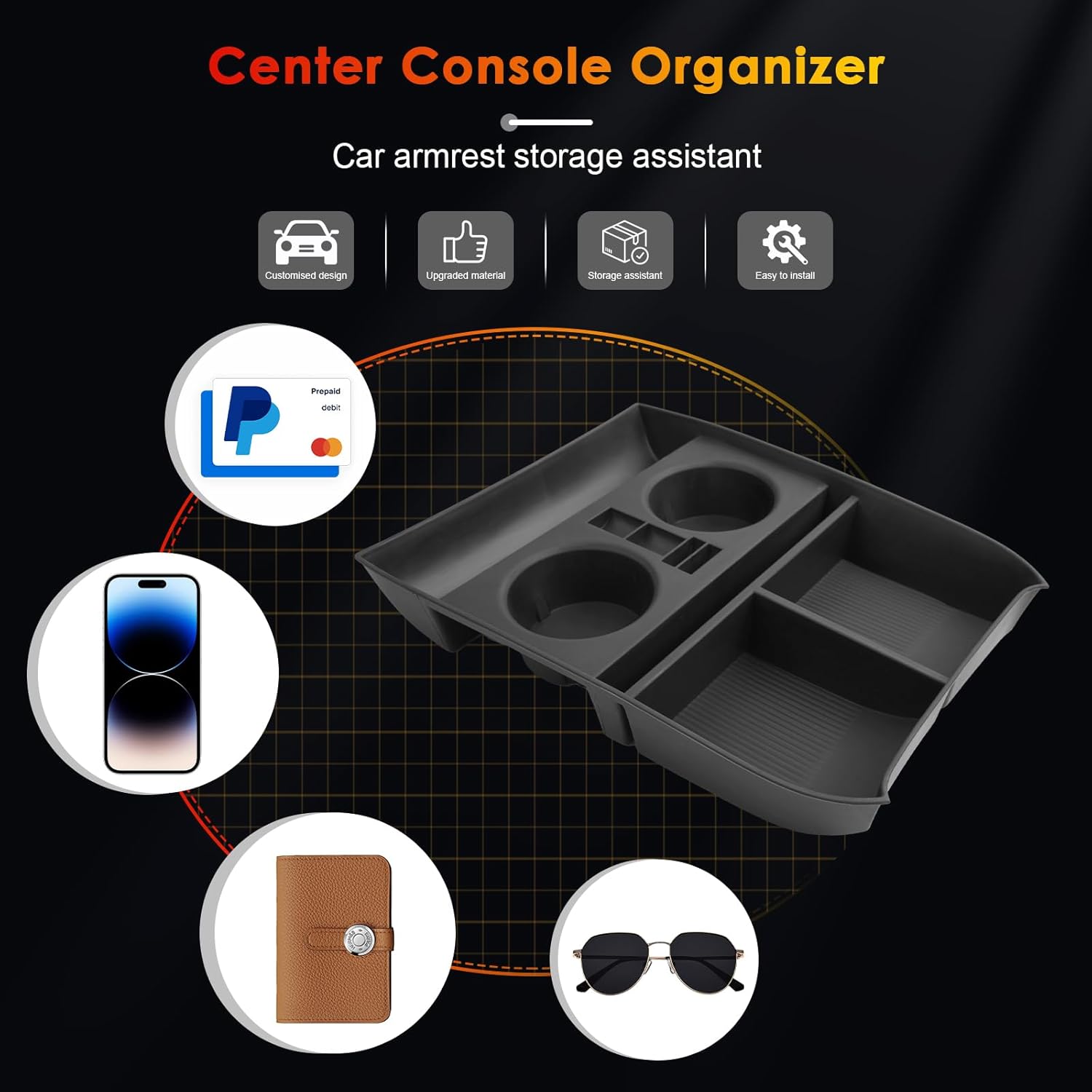 For Hyundai Palisade SE/SEL/XRT/Limited/Calligraphy Lower Console Organizer 2023 2024 2025