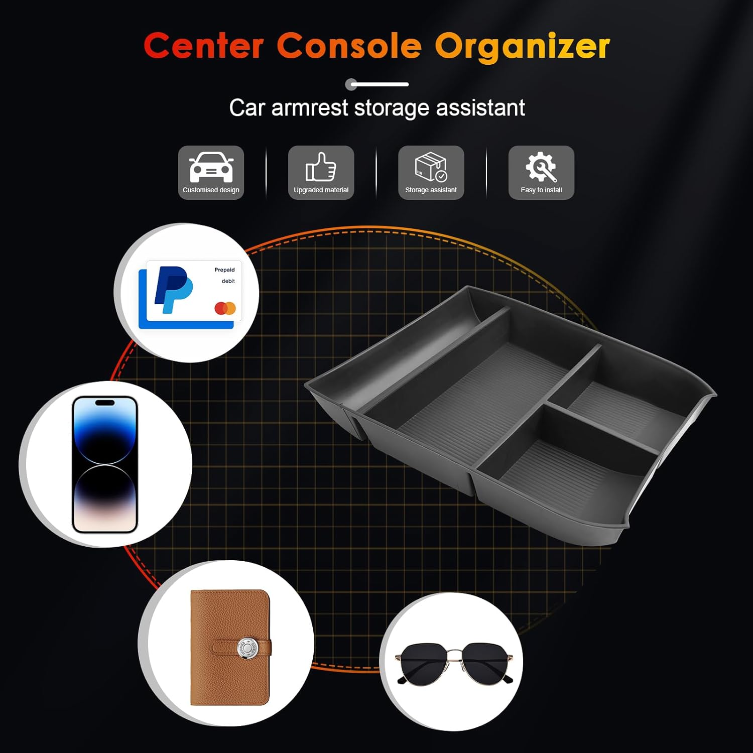 For Hyundai Palisade SE/SEL/XRT/Limited/Calligraphy Lower Console Organizer 2023 2024 2025