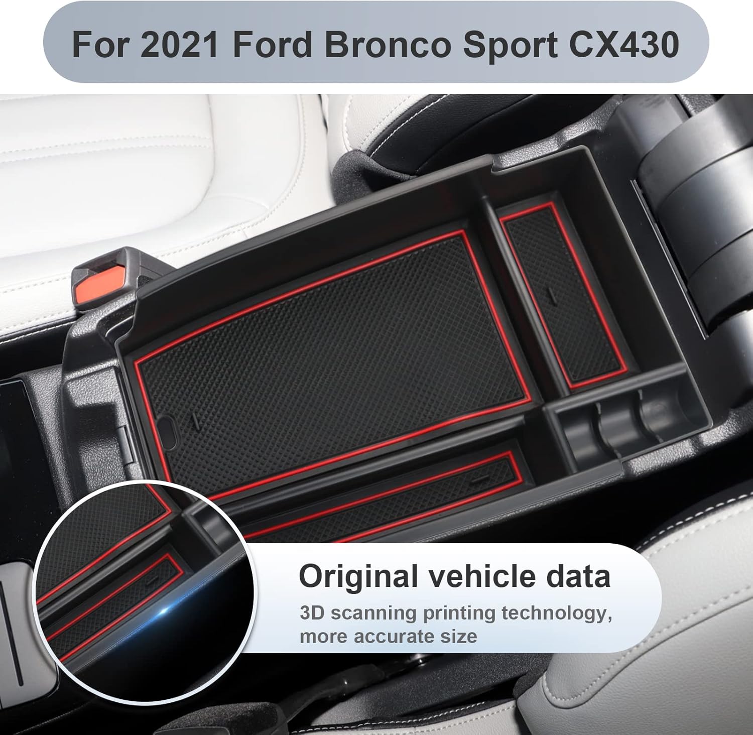 For Ford Bronco Sport CX430 Center Armrest Storage Tray 2021+