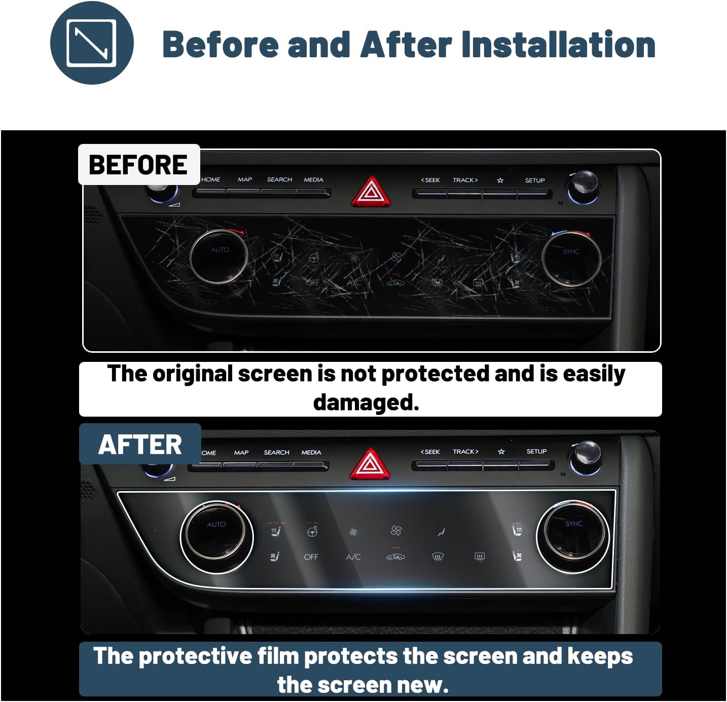 For Hyundai Sonata Air Conditioner Nano Film Screen Protector 2024 2025