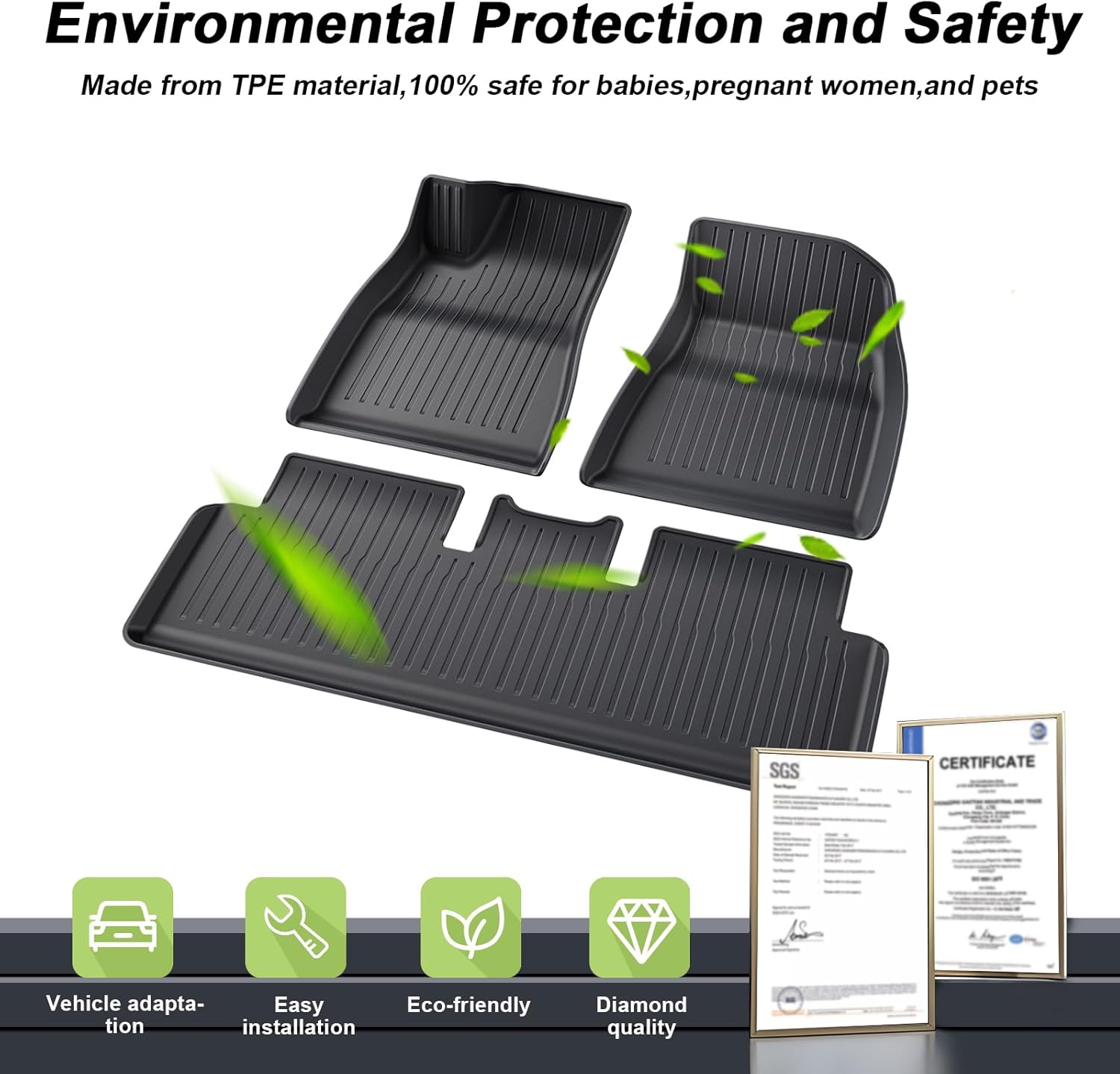 For Tesla Model 3 Floor Mats Original 3D Scanning TPE High Edge 2024 2025 2026