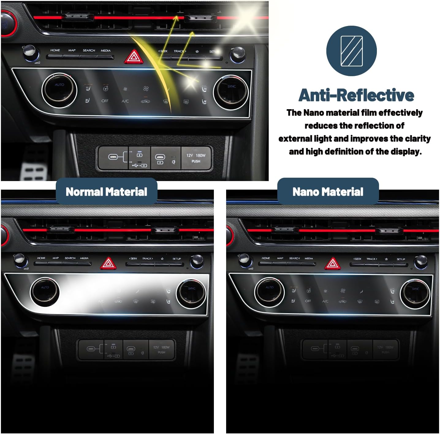 For Hyundai Sonata Air Conditioner Nano Film Screen Protector 2024 2025