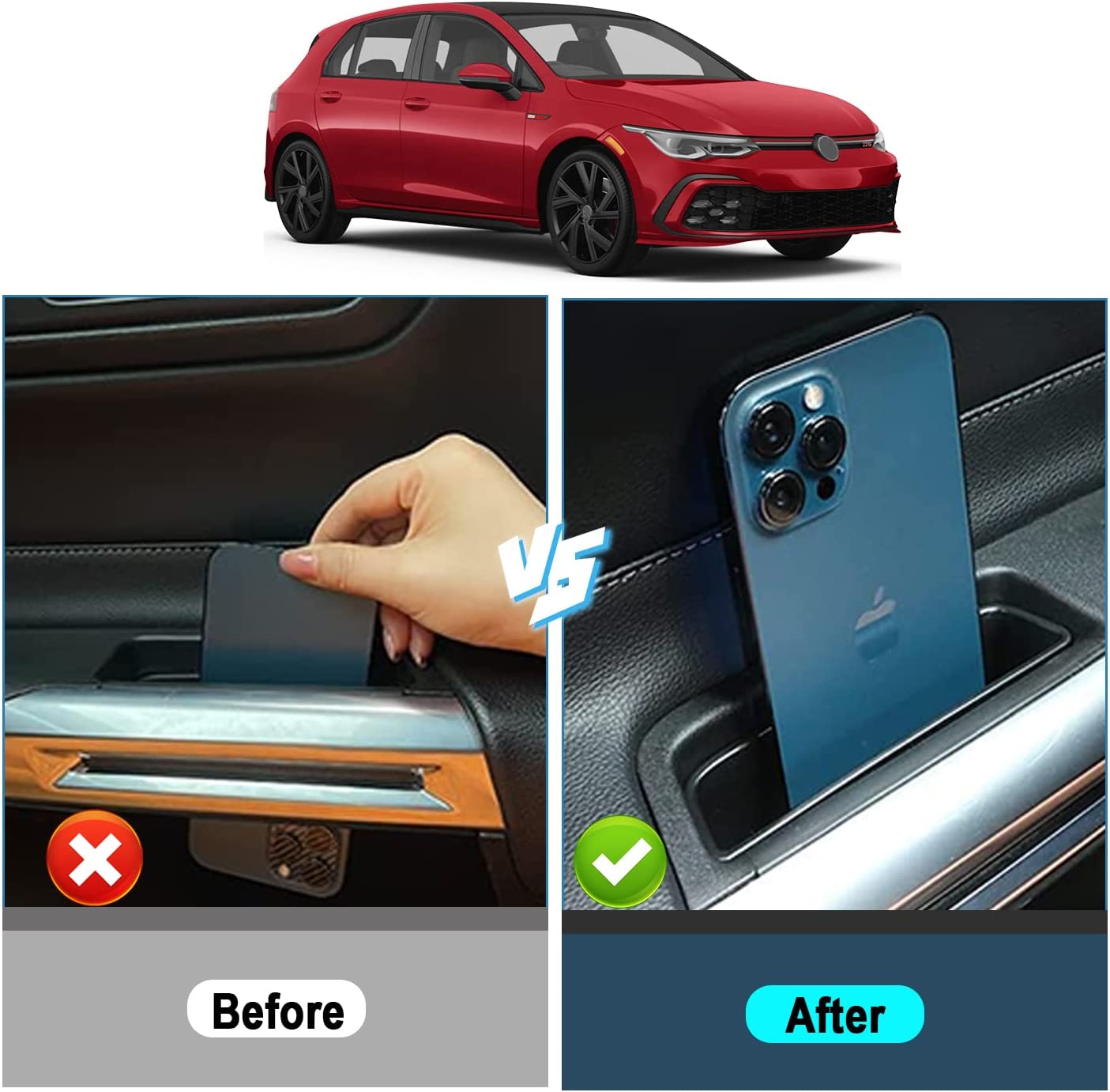VW Golf 8 GTI Mk8 Center Armrest Storage Tray 2020+ - LFOTPP Car Accessories