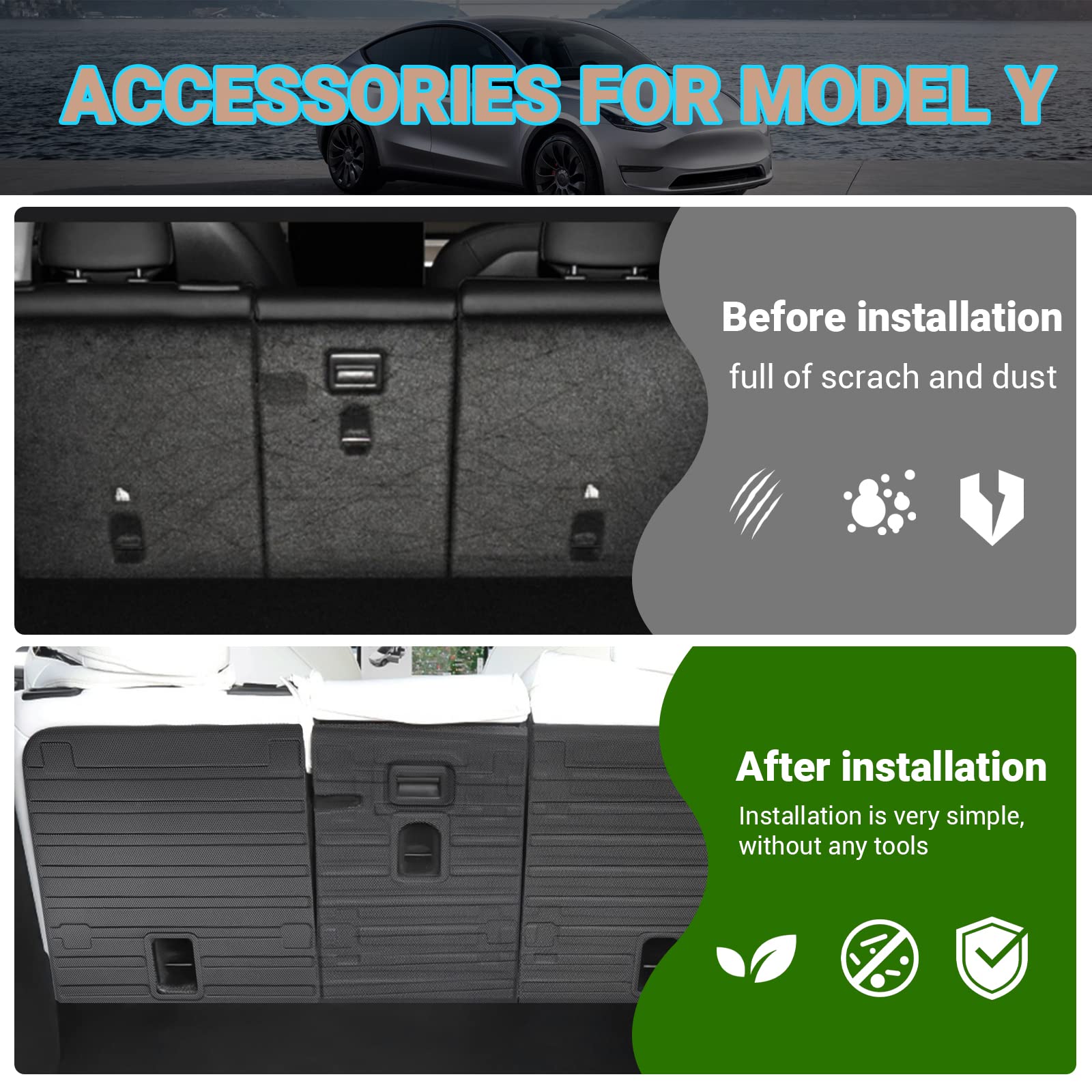 Tesla Model Y Rear Seats Mats 2020+ - LFOTPP Car Accessories