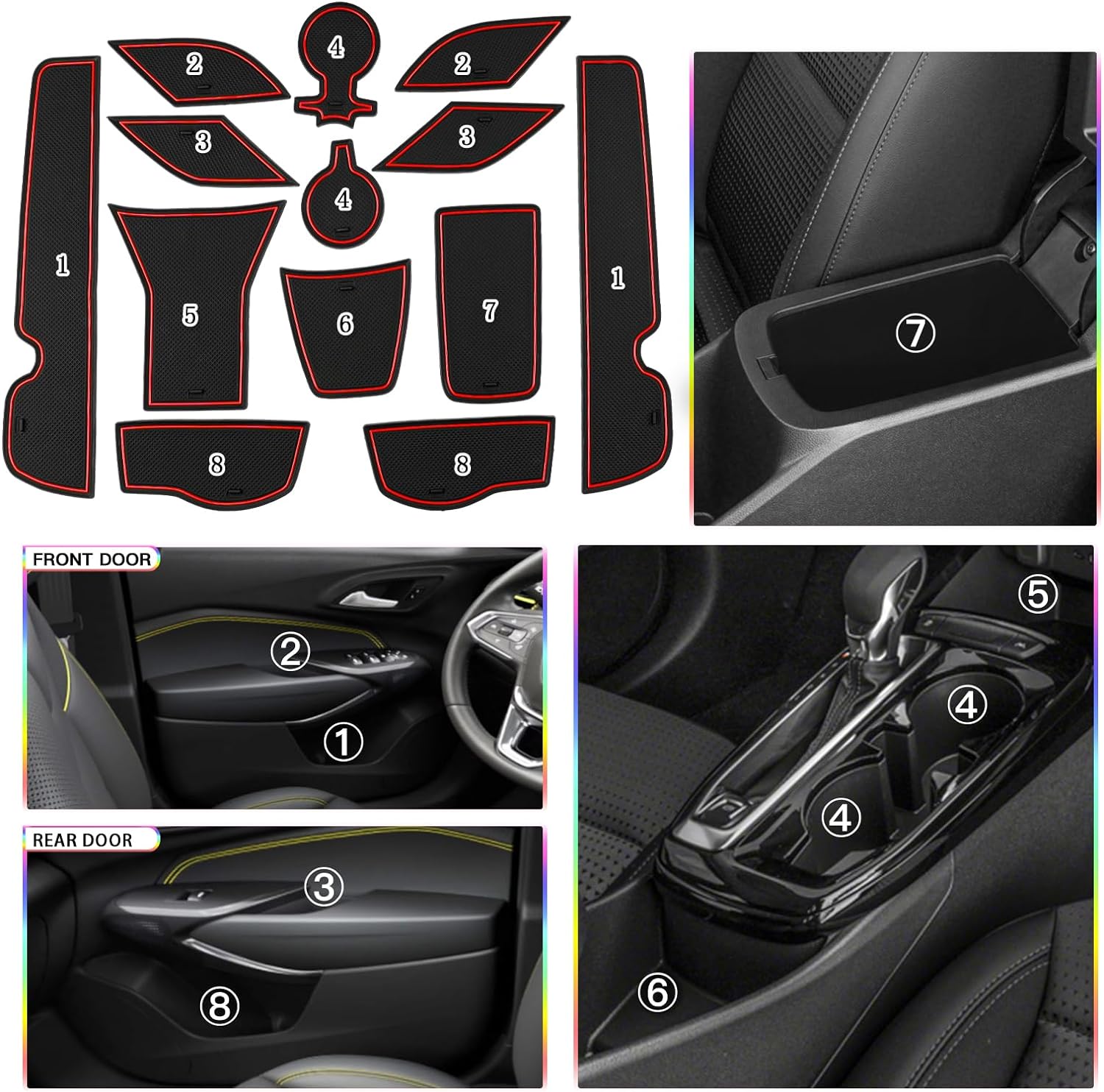 For Chevy Trax Door Slot Mats(14Pcs)2024 2025