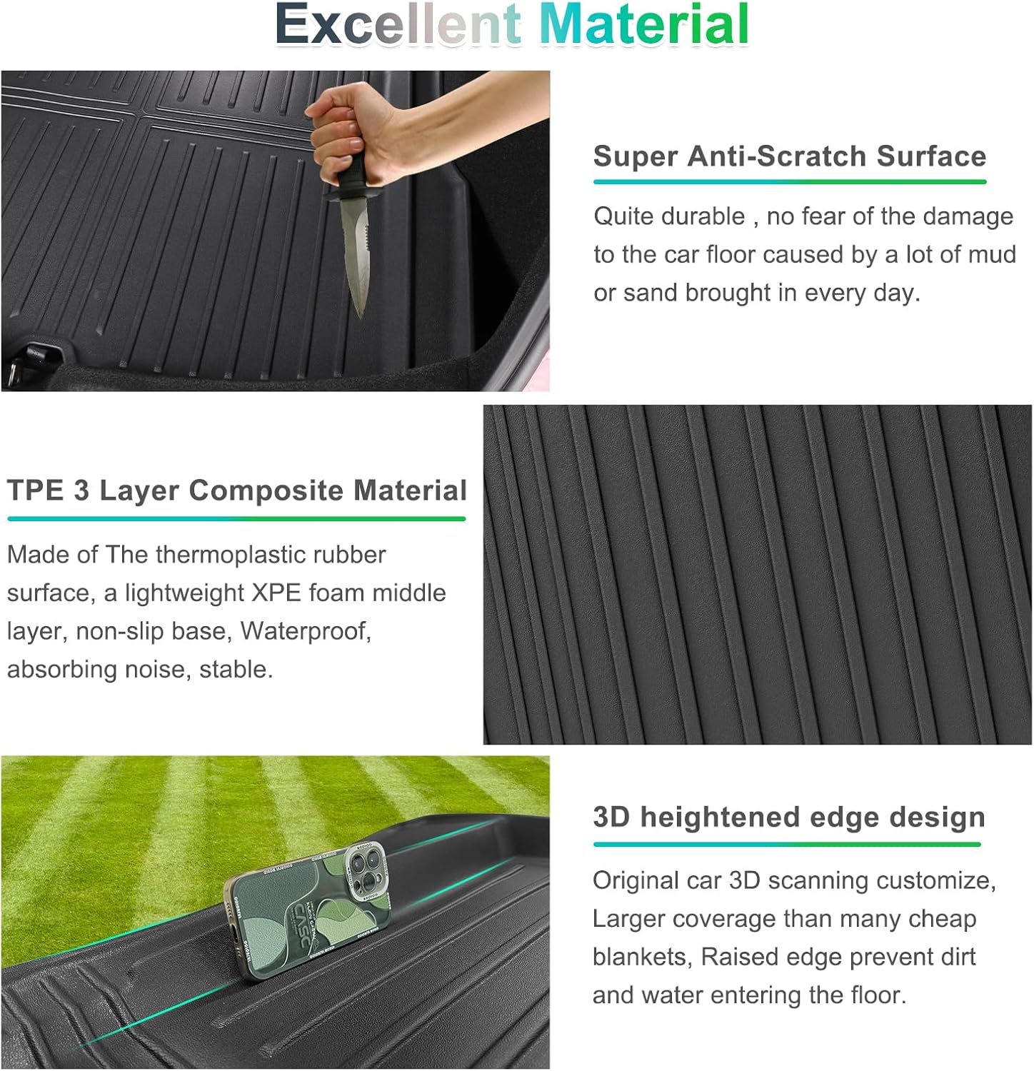 For Tesla Model 3 Original 3D Scanning TPE All-Weather Mats 2024+