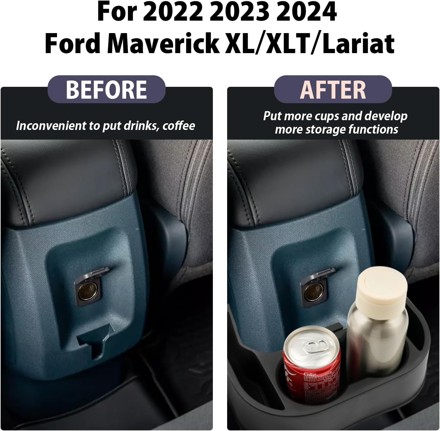 For Ford Maverick Cup Holder Expander Organizer 2021+