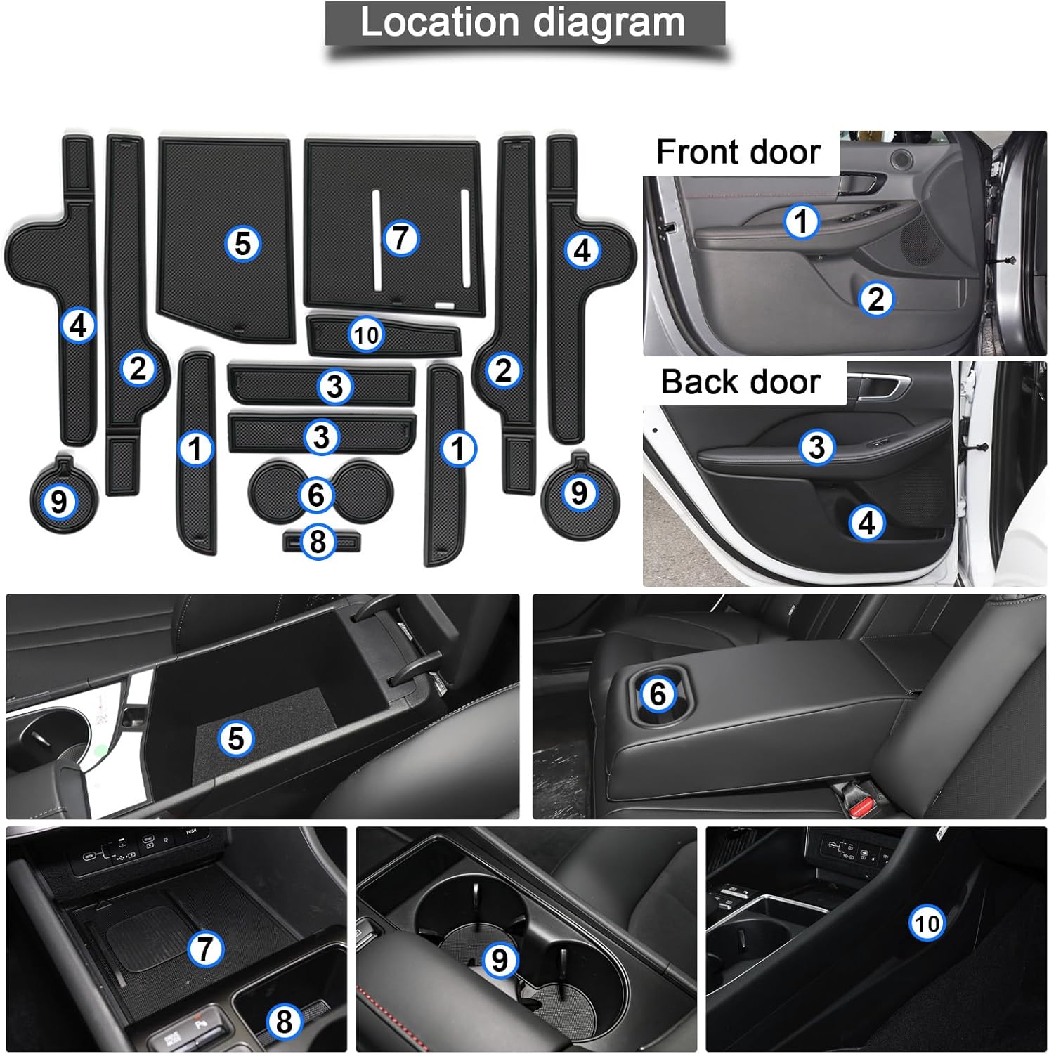 For Hyundai Sonata Door Slot Mats 2024 2025