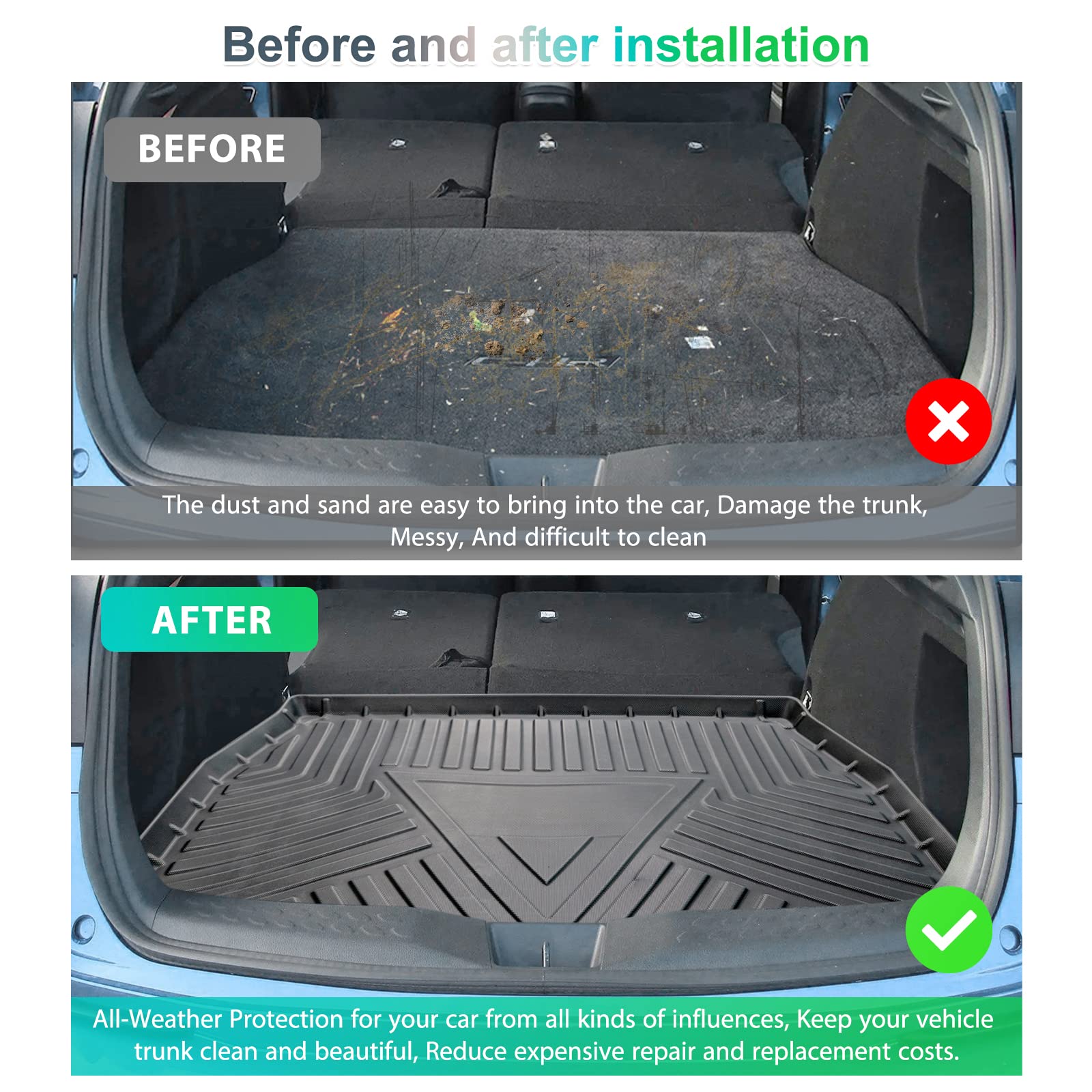 For Toyota C-HR TPE Floor Trunk Mats 2016+