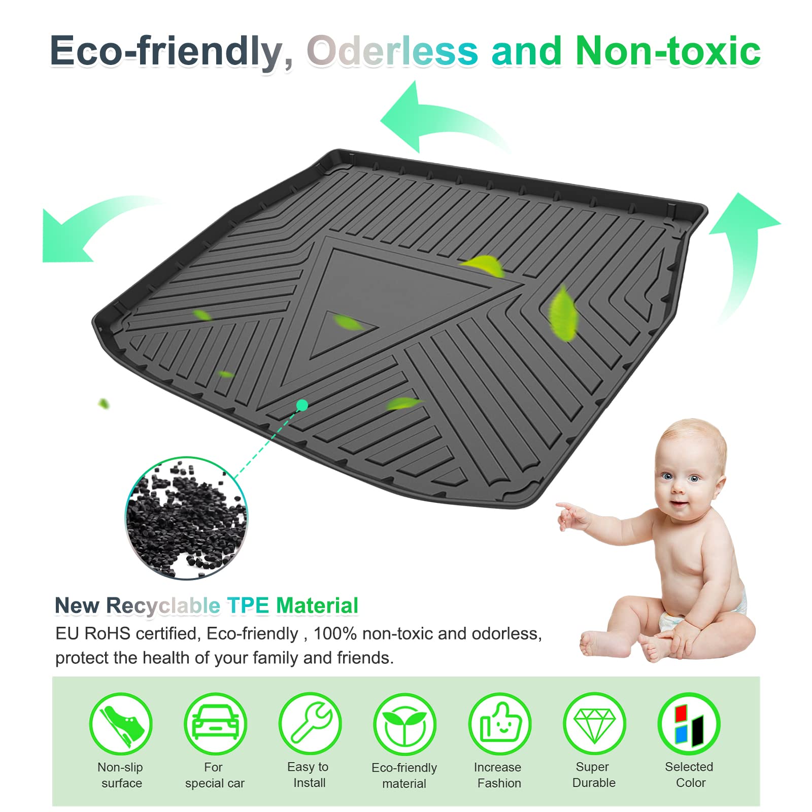 For Toyota C-HR TPE Floor Trunk Mats 2016+