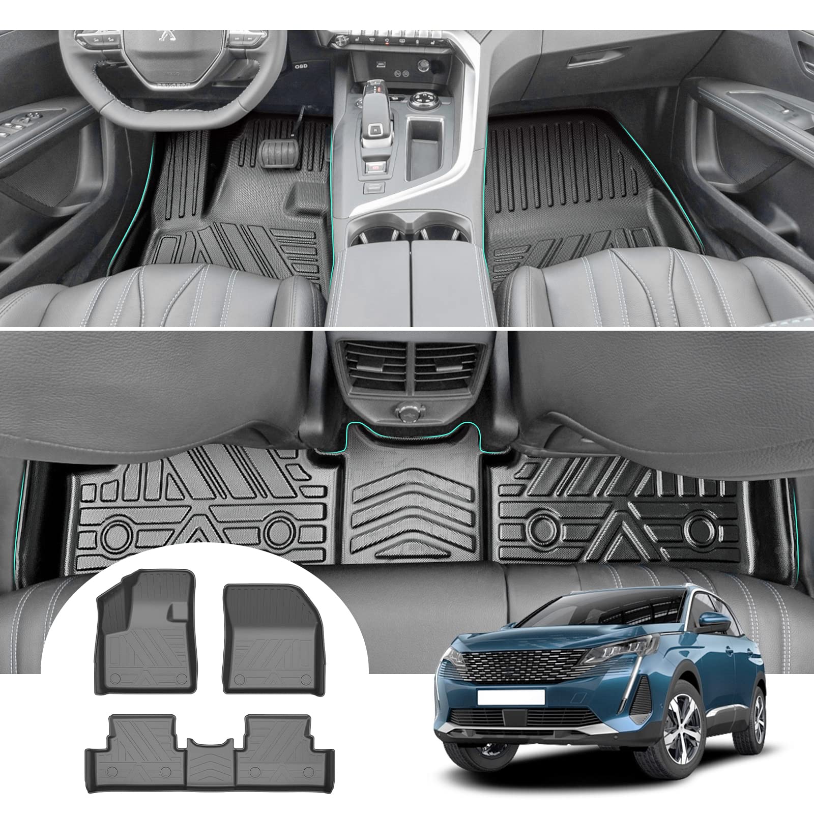 For Peugeot 3008 II Floor Trunk Mats 2016+