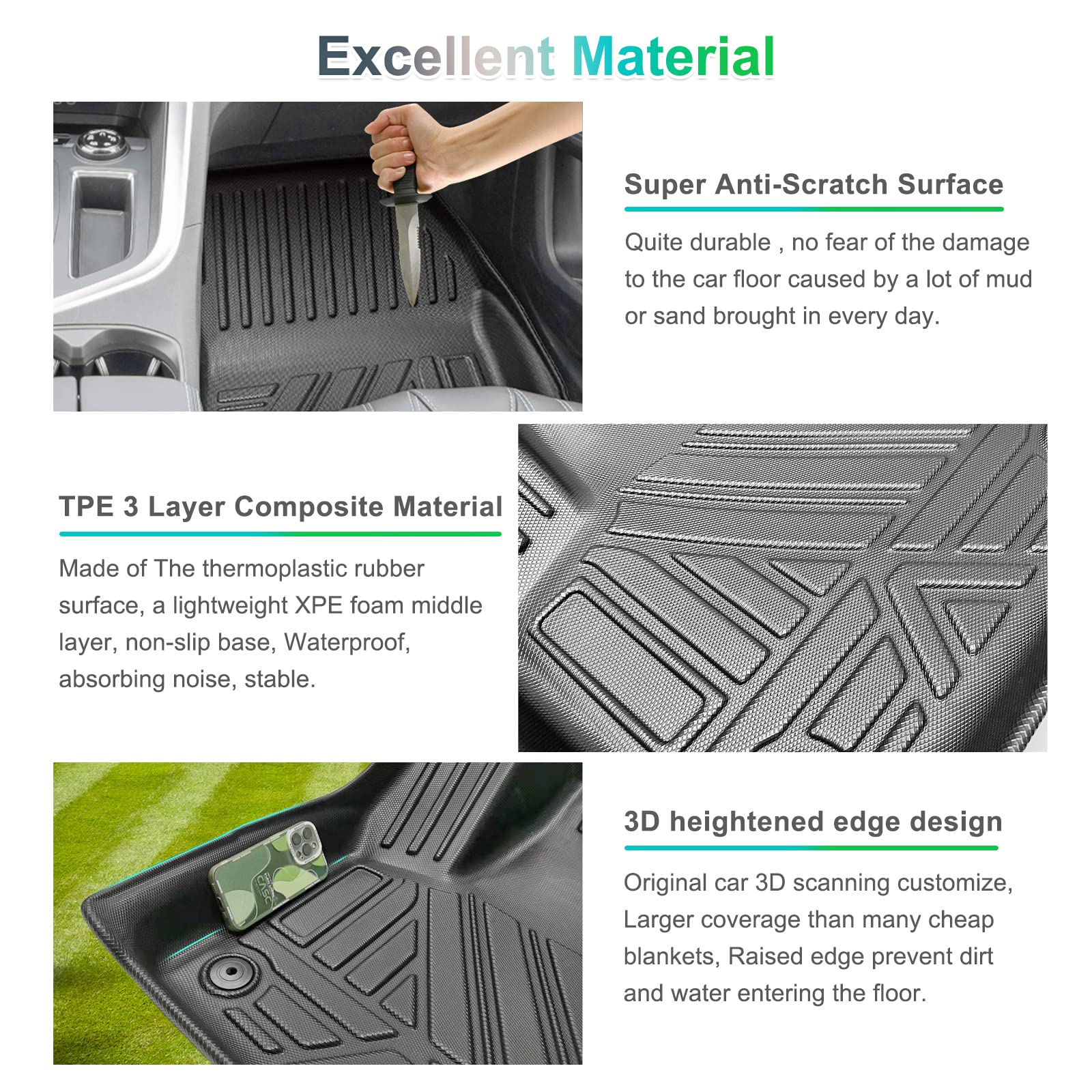 For Peugeot 3008 II Floor Trunk Mats 2016+