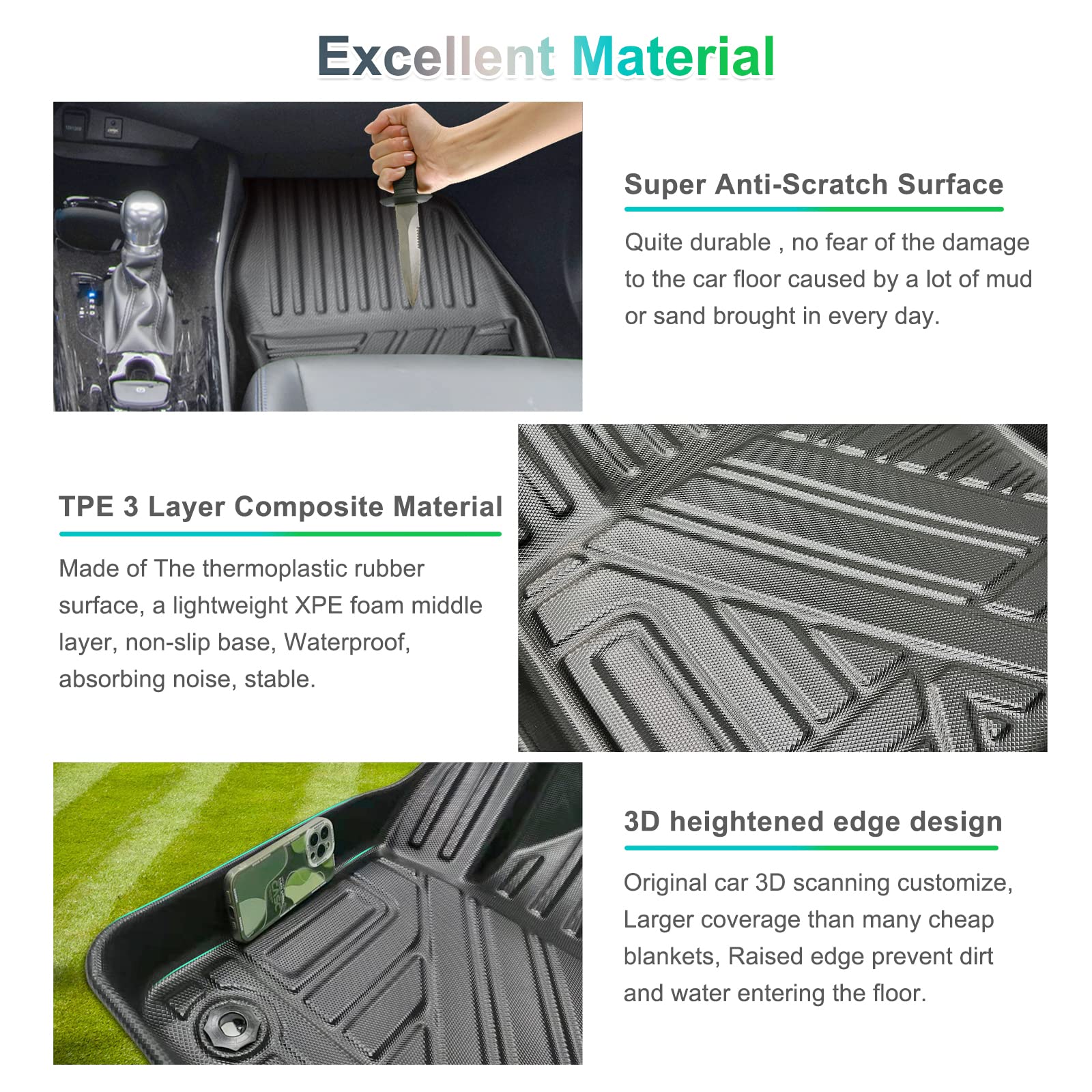 For Toyota C-HR TPE Floor Trunk Mats 2016+