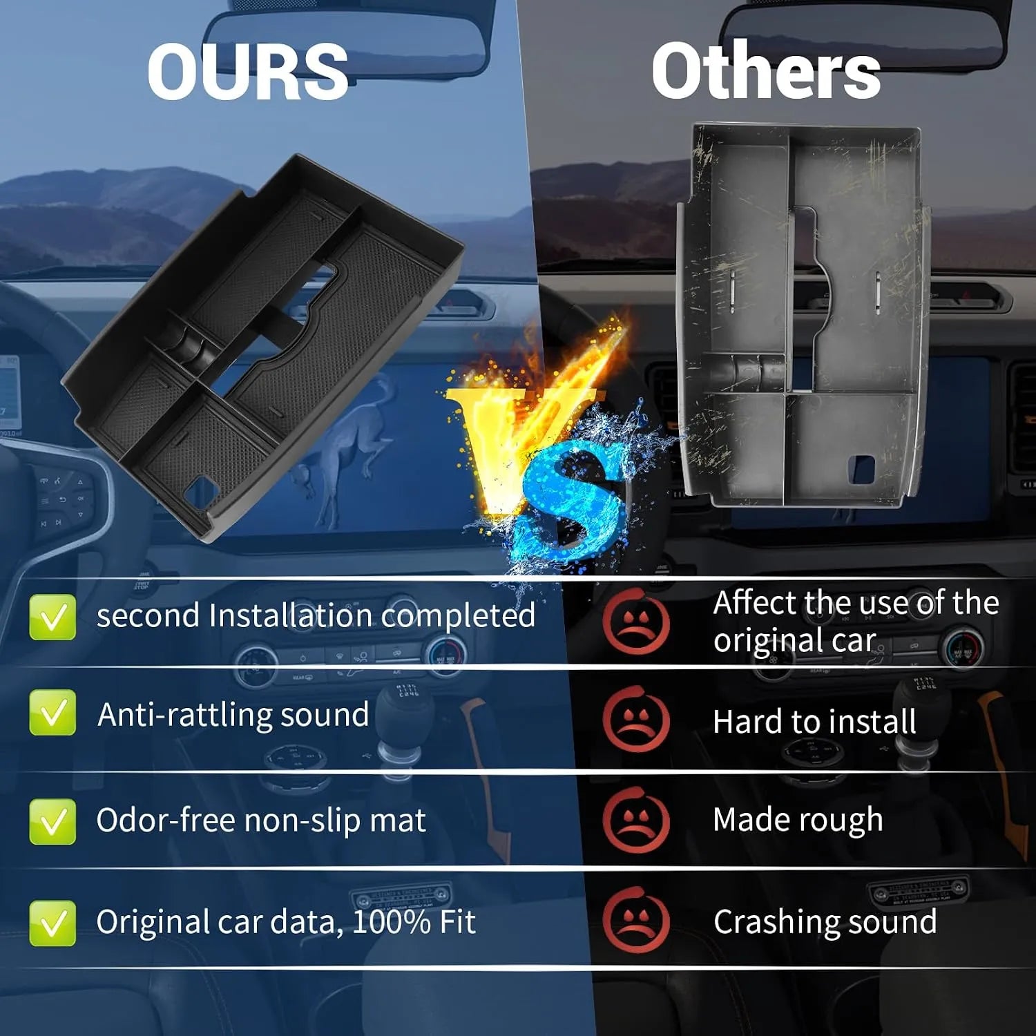 For Ford Bronco Sport Center Console Storage Tissue Box 2021-2026