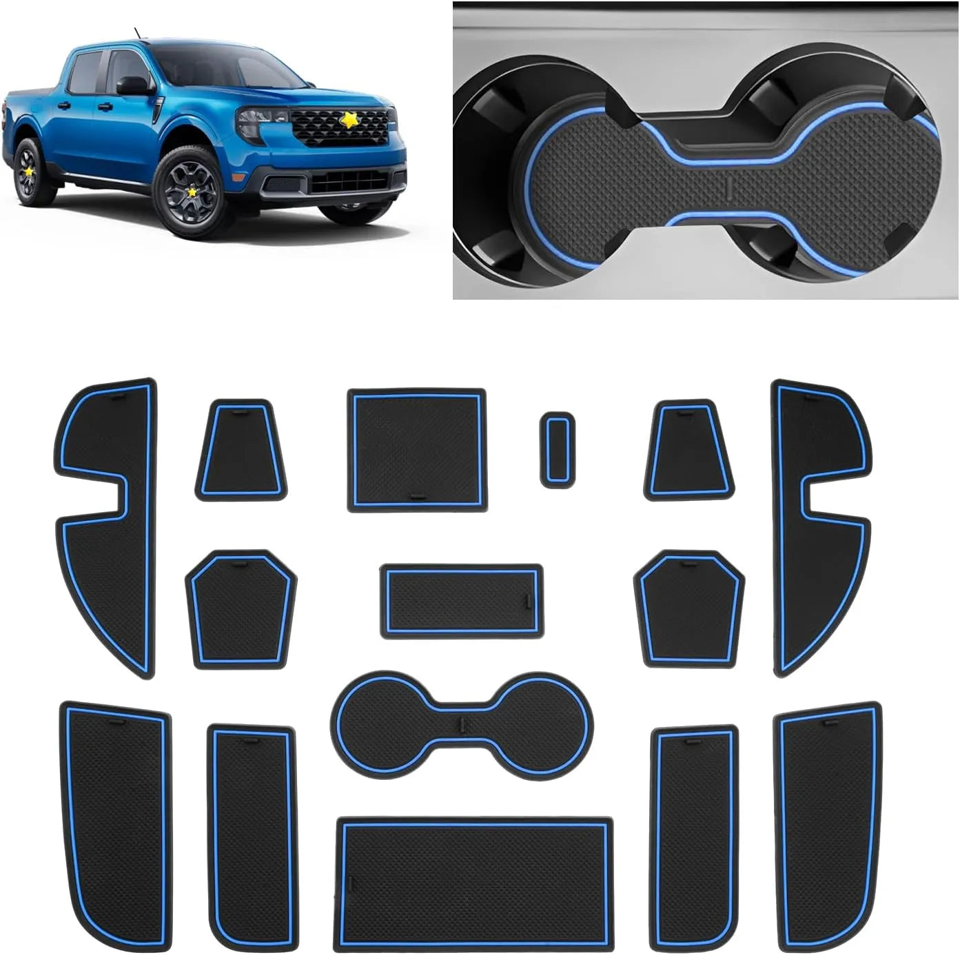 For Ford Maverick Door Slot Mats(15Pcs) 2022 2023 2024 2025 2026
