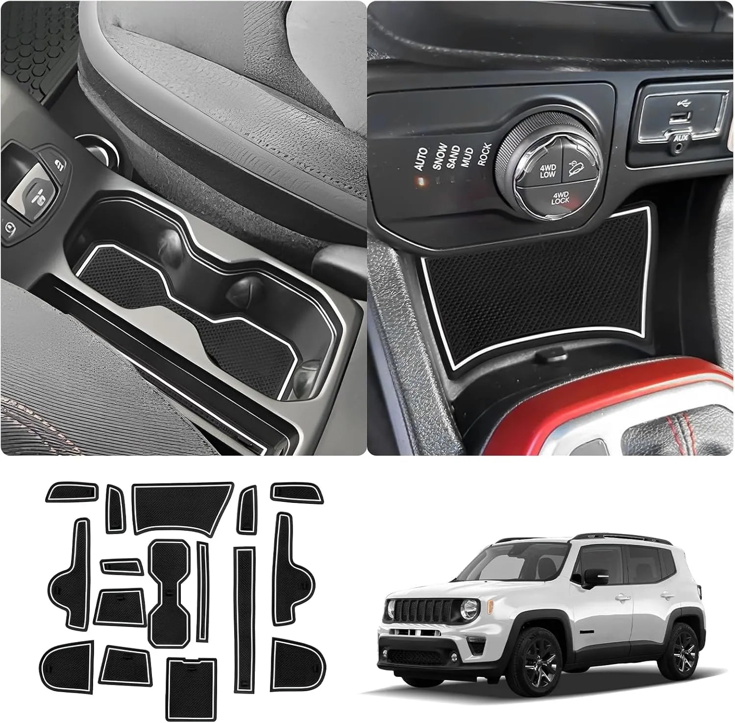 For Jeep Renegade Door Slot Mats Liner 2019-2026