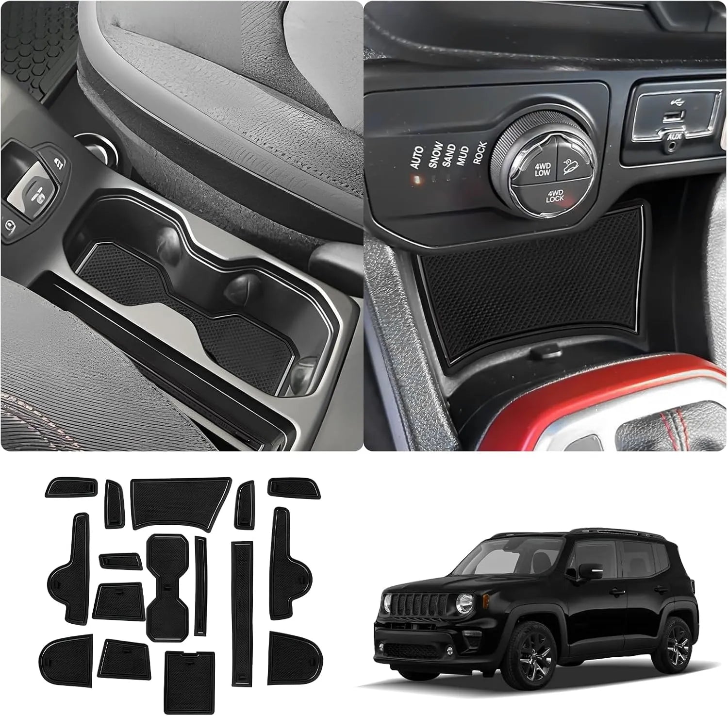 For Jeep Renegade Door Slot Mats Liner 2019-2026