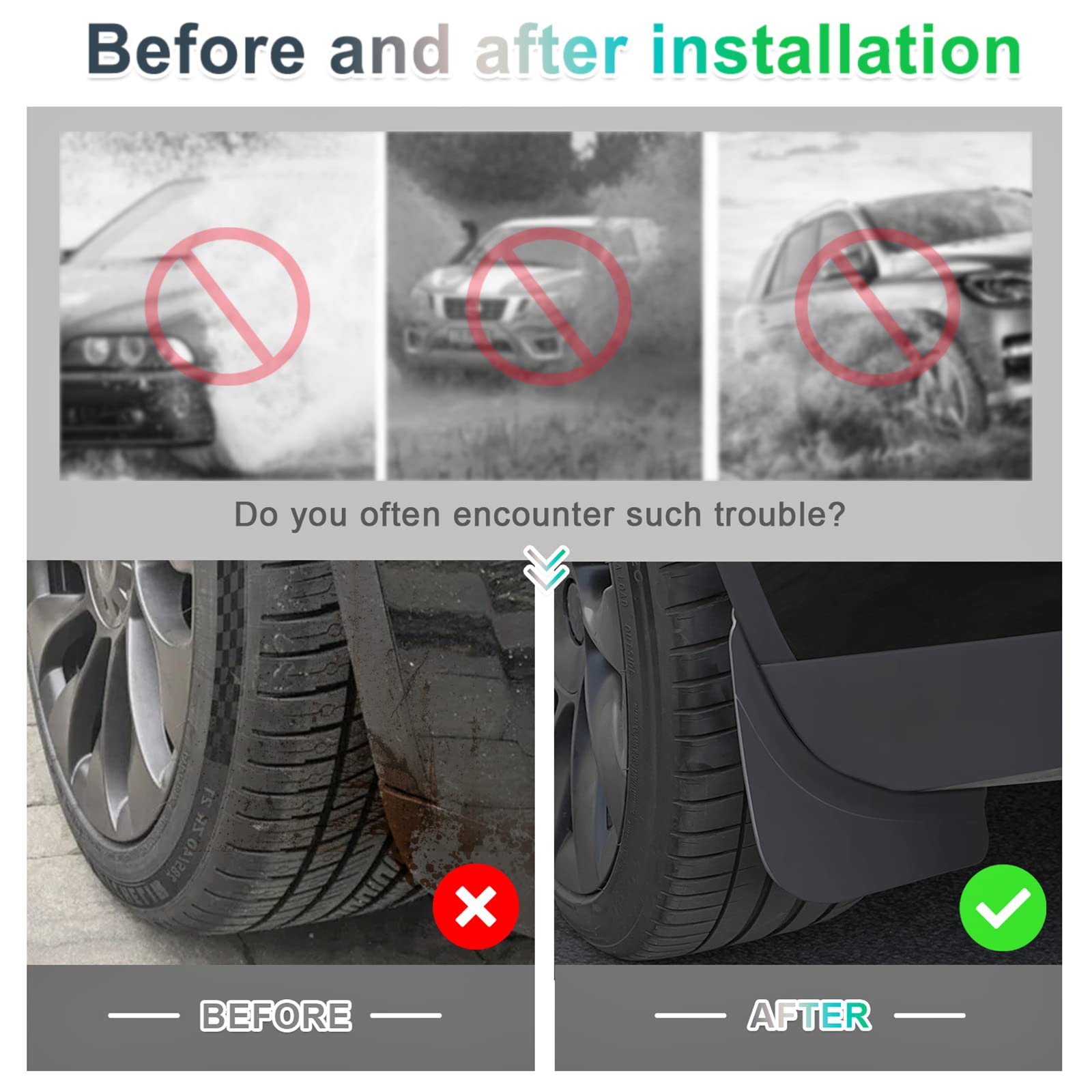 For Tesla Model 3 Model Y Splash Guards Mudflap Fender Mudguards