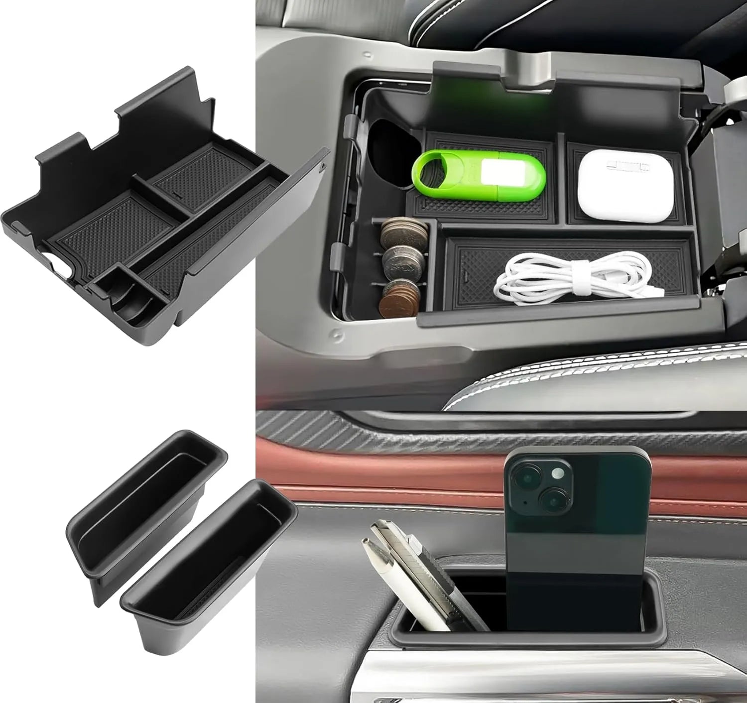 For Ford Mustang Armrest Organizer Door Pocket Tray 2024+