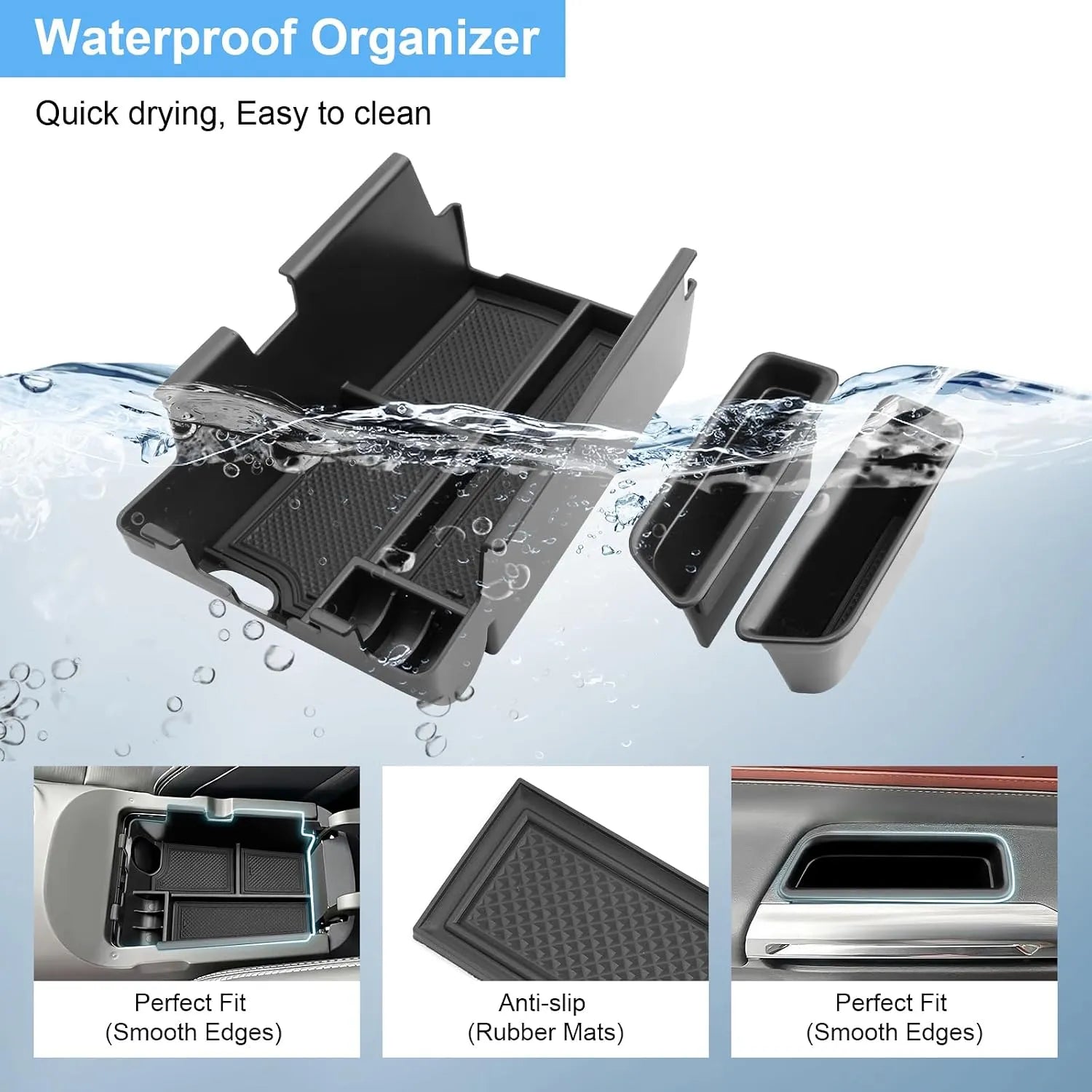 For Ford Mustang Armrest Organizer Door Pocket Tray 2024+