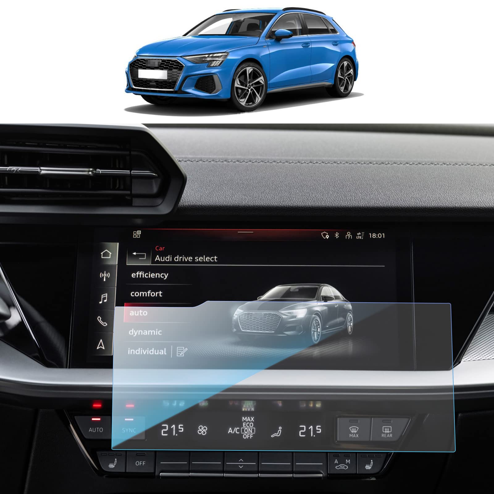 Protector de pantalla compatible con Audi A3 2021-2023, transparente HD,  antiarañazos, accesorios de pantalla multimedia compatibles con pantalla