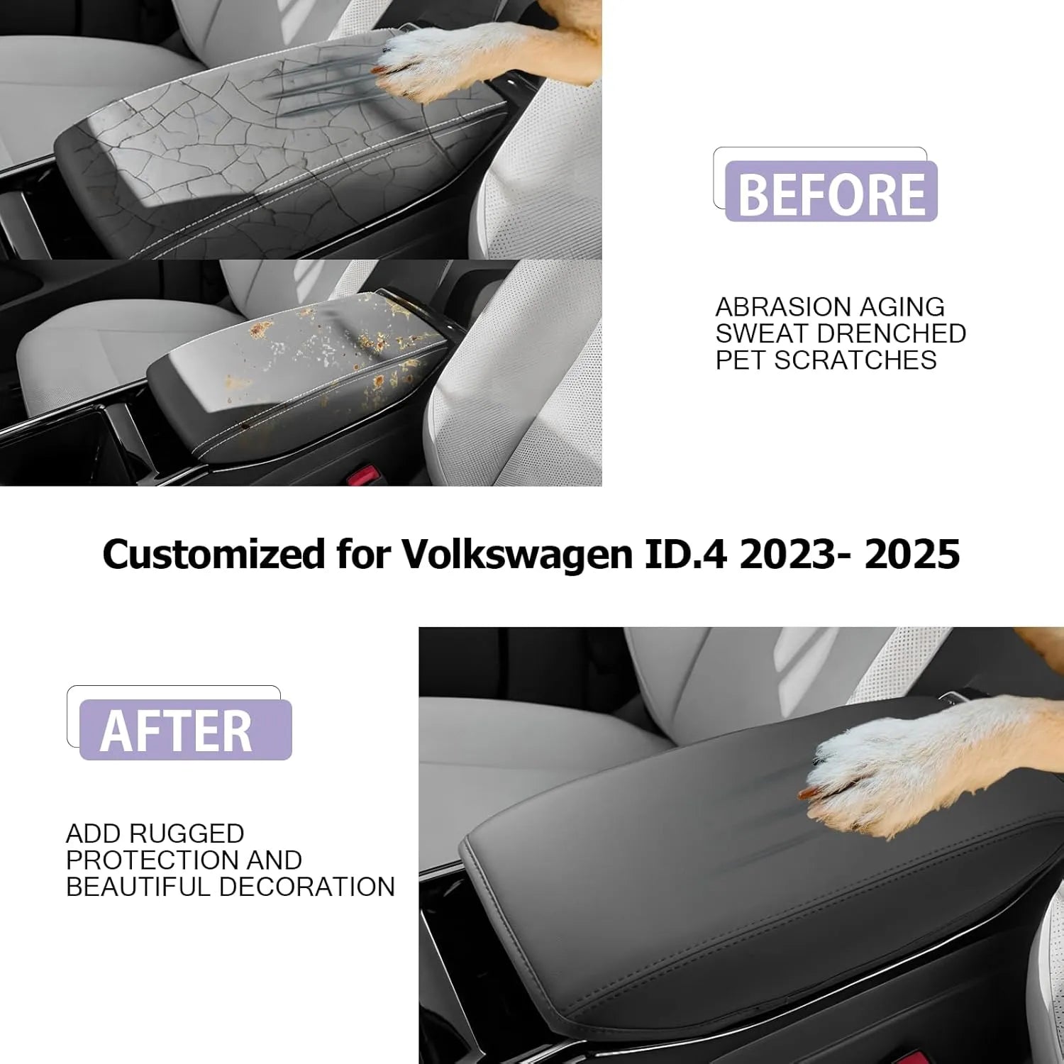 For VW ID.4 Center Console Armrest Cover 2023 2024 2025