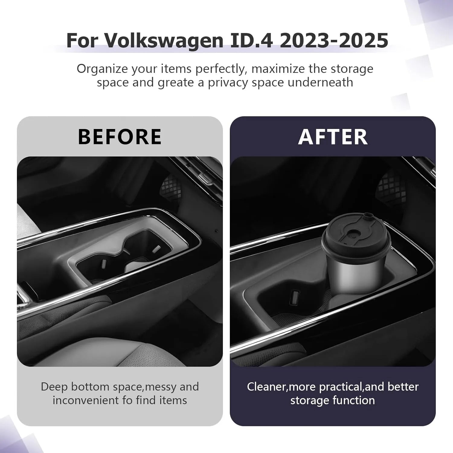For VW ID.4 Center Console Cup Holder 2023 2024 2025