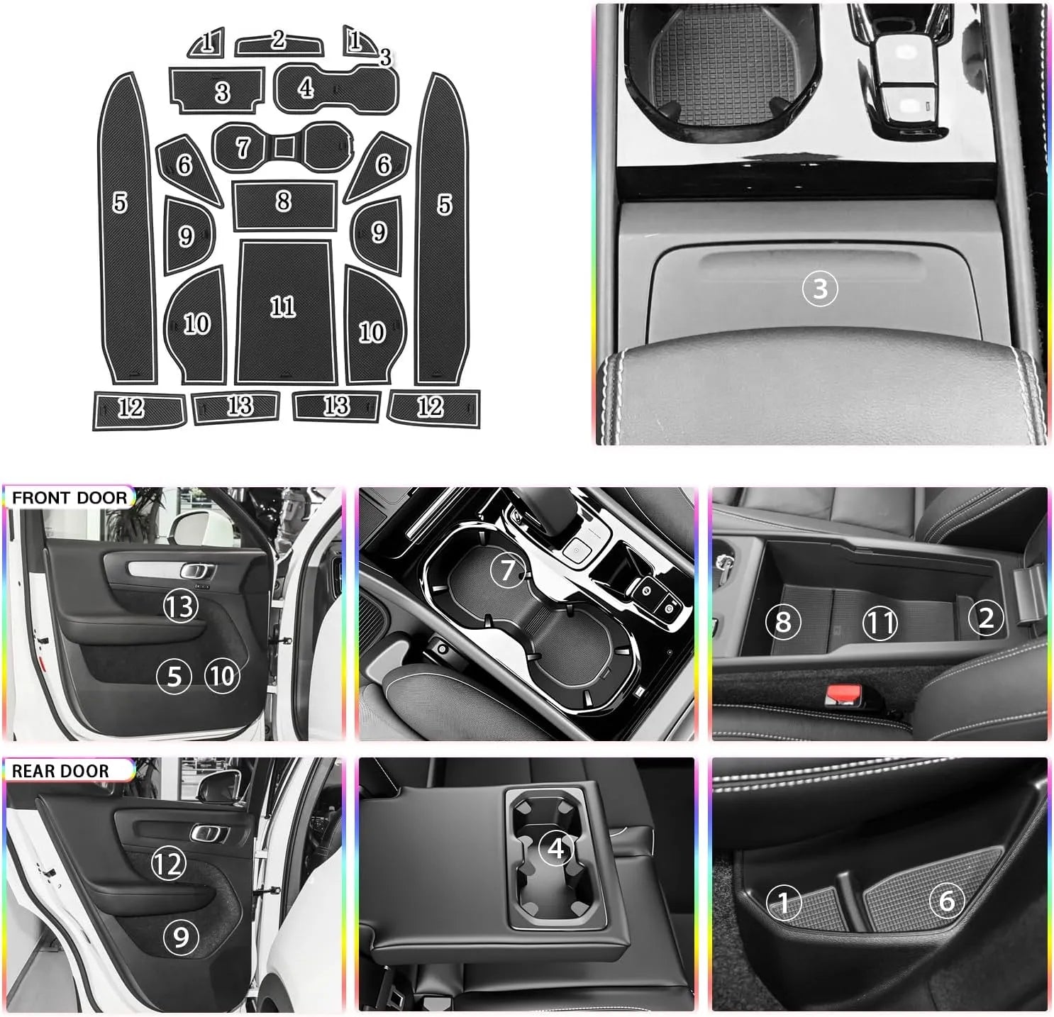 For Volvo XC40 Door Slot Mats Liner 2019-2026