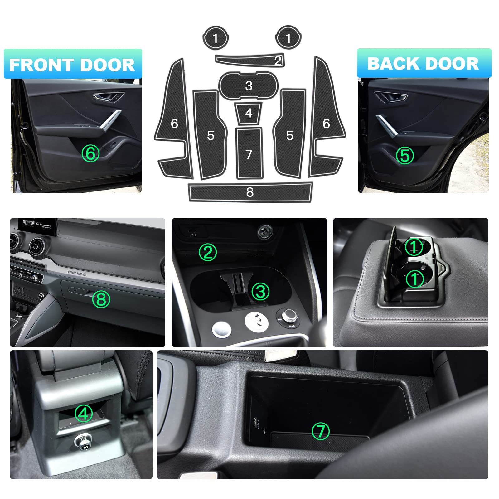 Audi Q2 Door Slot Mats 2017+ - LFOTPP Car Accessories