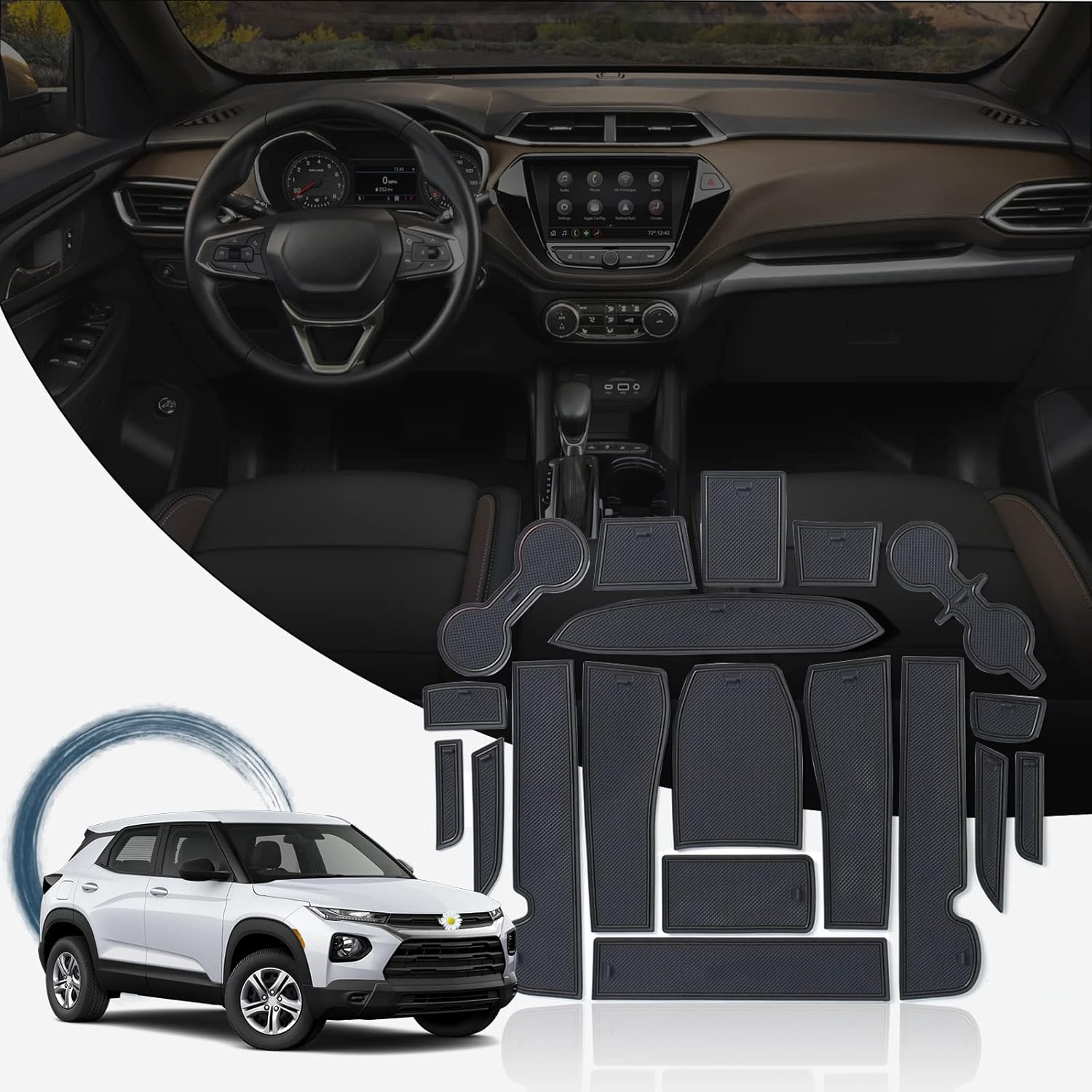 For Chevy Trailblazer Door Slot Mats 2021+