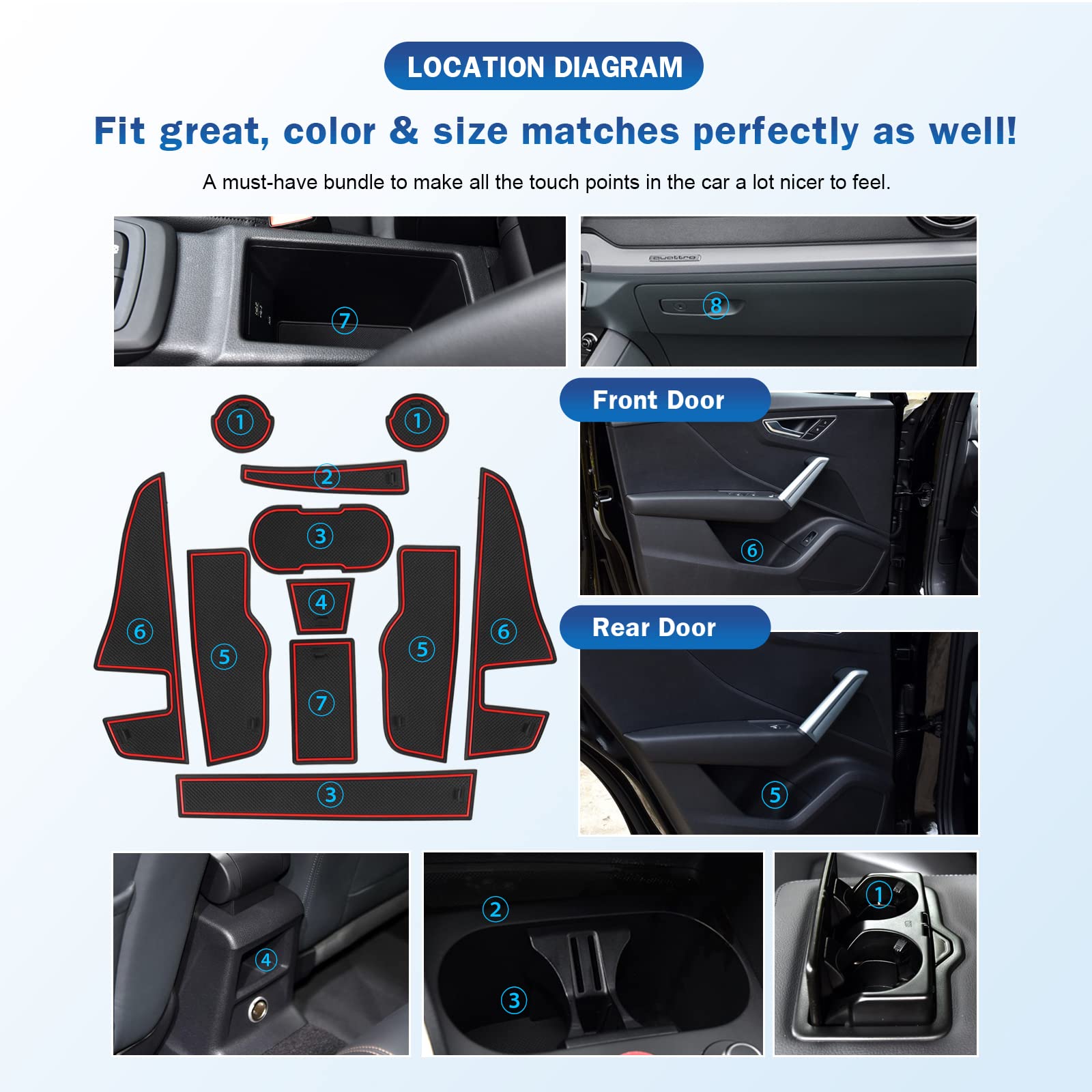 Audi Q2 Door Slot Mats 2017+ - LFOTPP Car Accessories