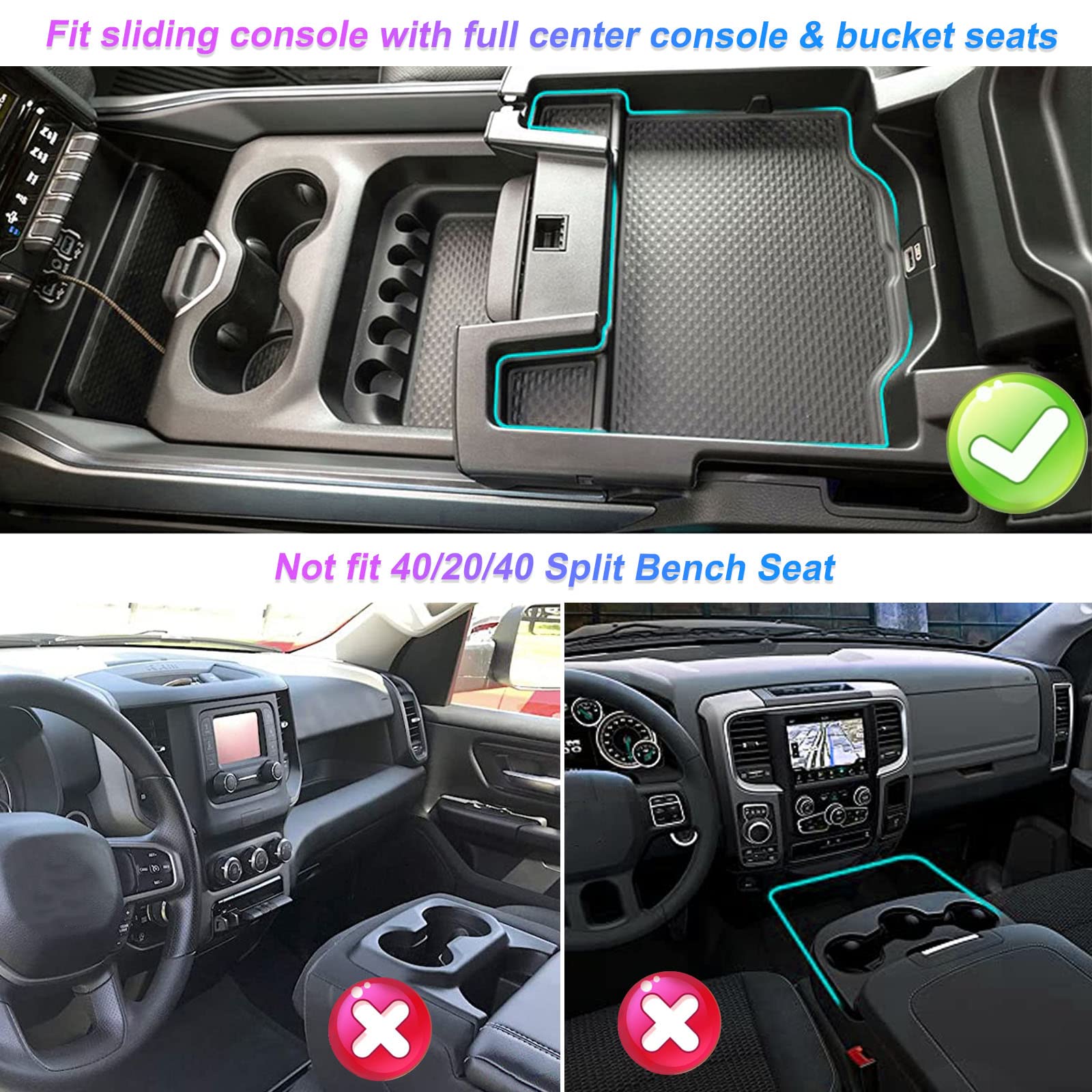 Dodge RAM 1500 Center Console Organizer Tray 2019+ - LFOTPP Car Accessories