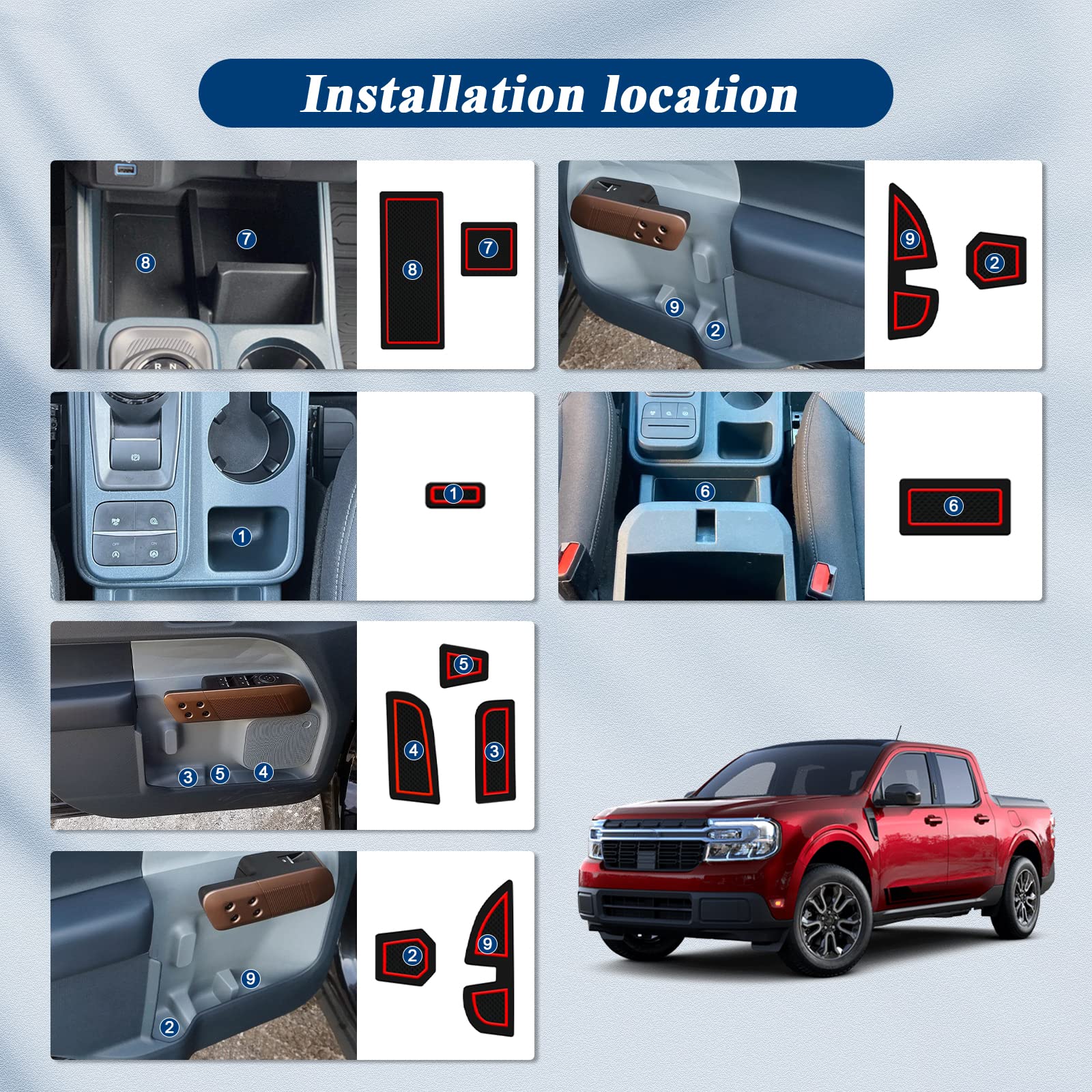 Ford Maverick Door Slot Mats(15Pcs)2022+ - LFOTPP Car Accessories