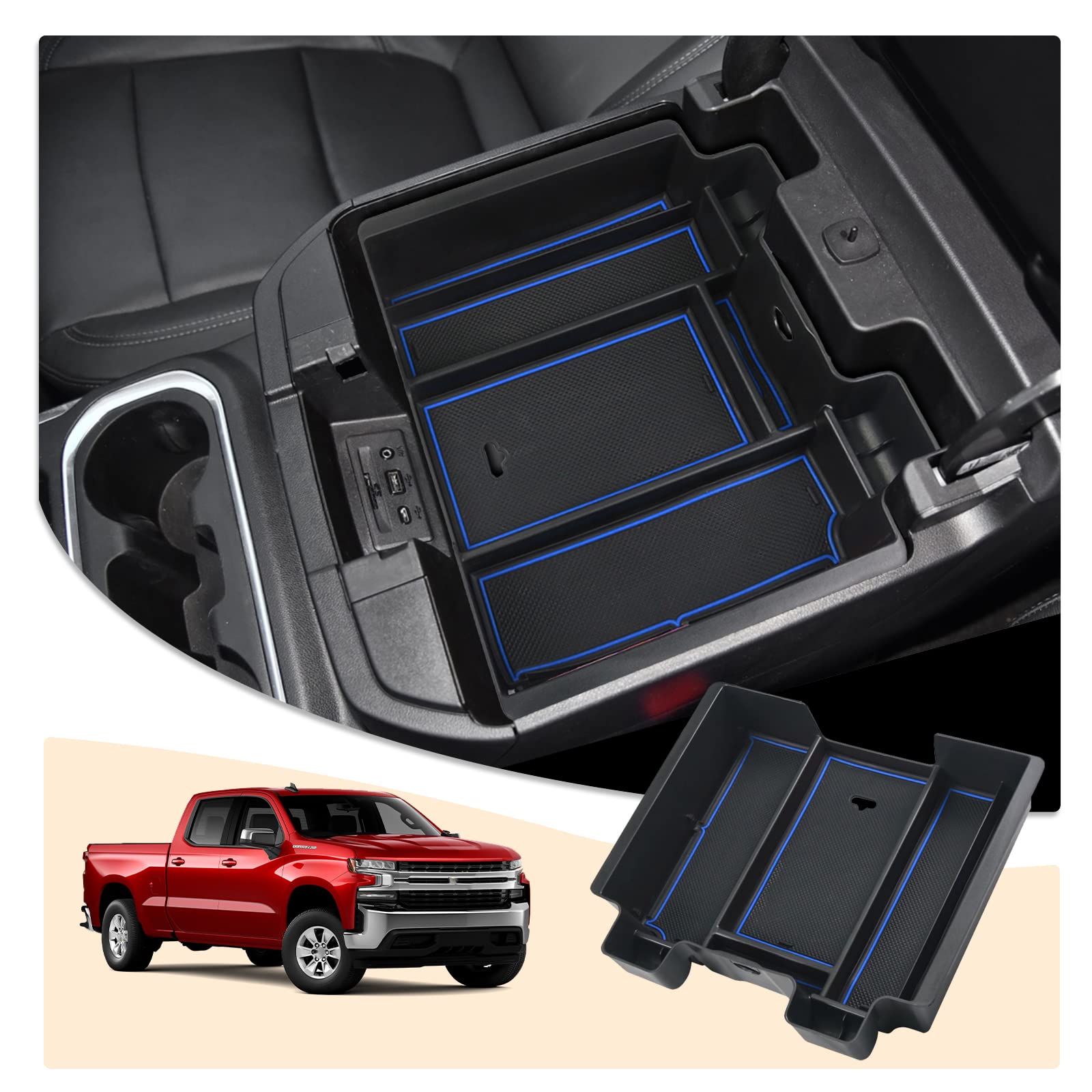 Chevy Silverado Center Console Organizer Tray 2019+ - LFOTPP Car Accessories